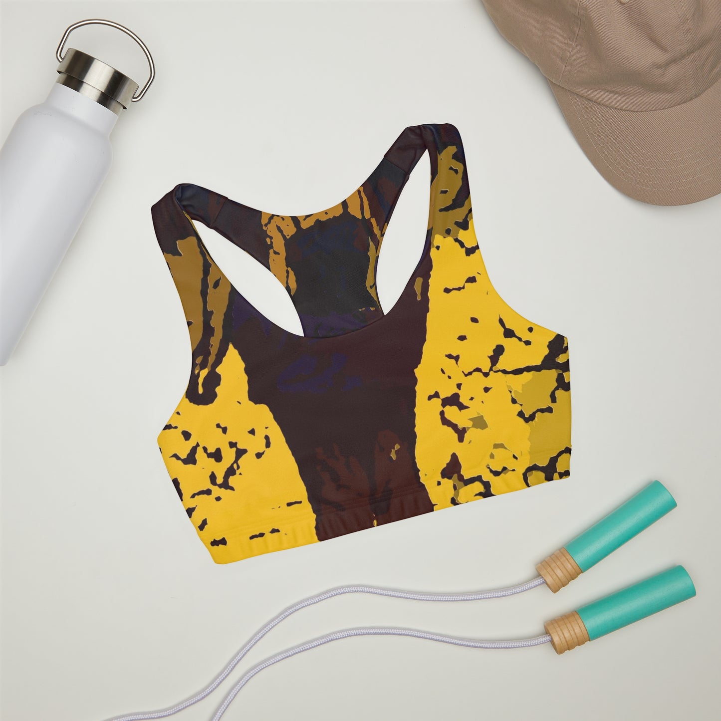 Girls' Double Lined Seamless Sports Bra (AOP) ...  I'll Walk 'A-Hundred-Miles' In Stilettos ... Original Works ... June 2023. Central Idaho, USA ...