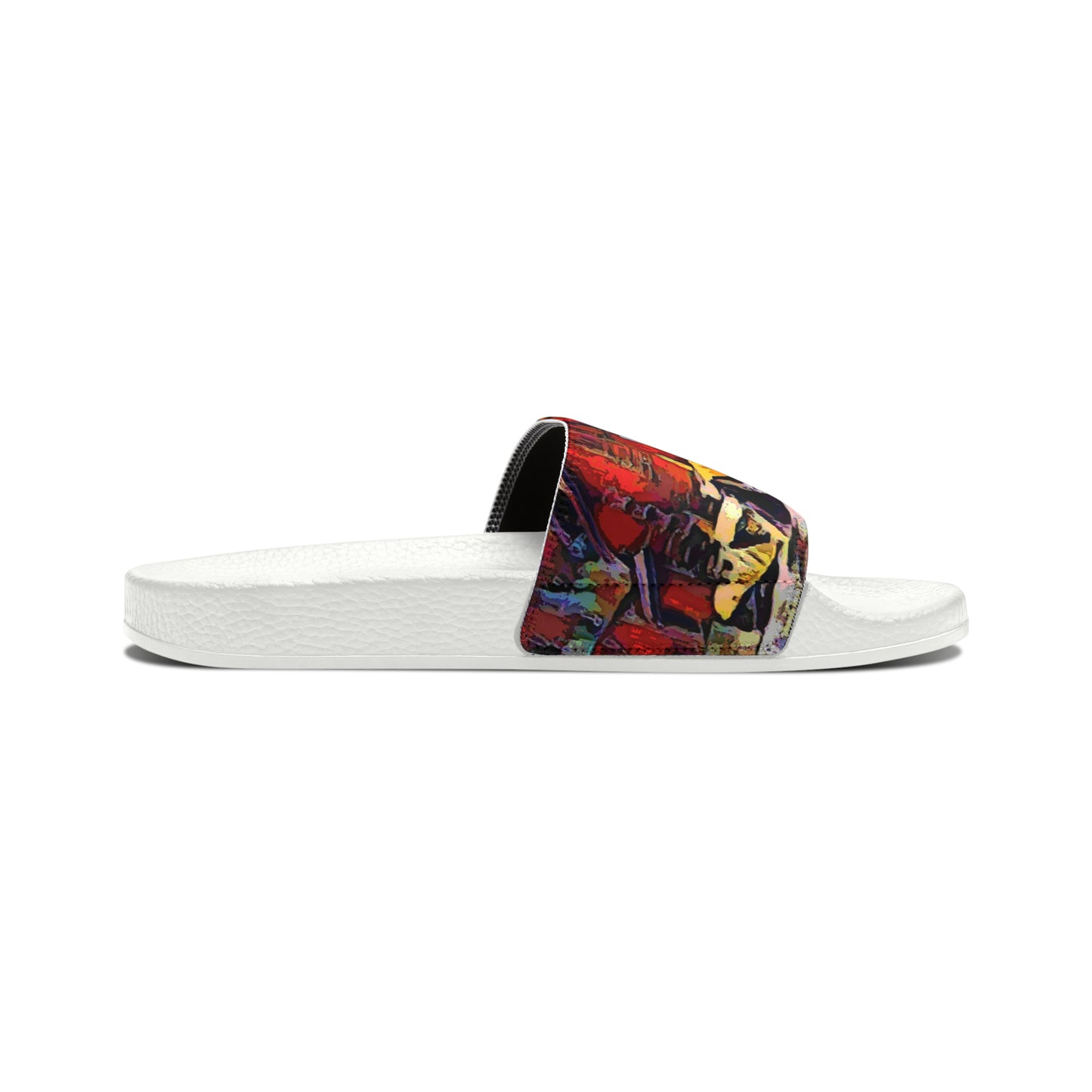 Women's PU Slide Sandals ... A Very Abstract "Mountain Winter Scene" ... Original Works. Copyright Phot's Photo_LODA: Les Objets D'Art. December 2023 ...