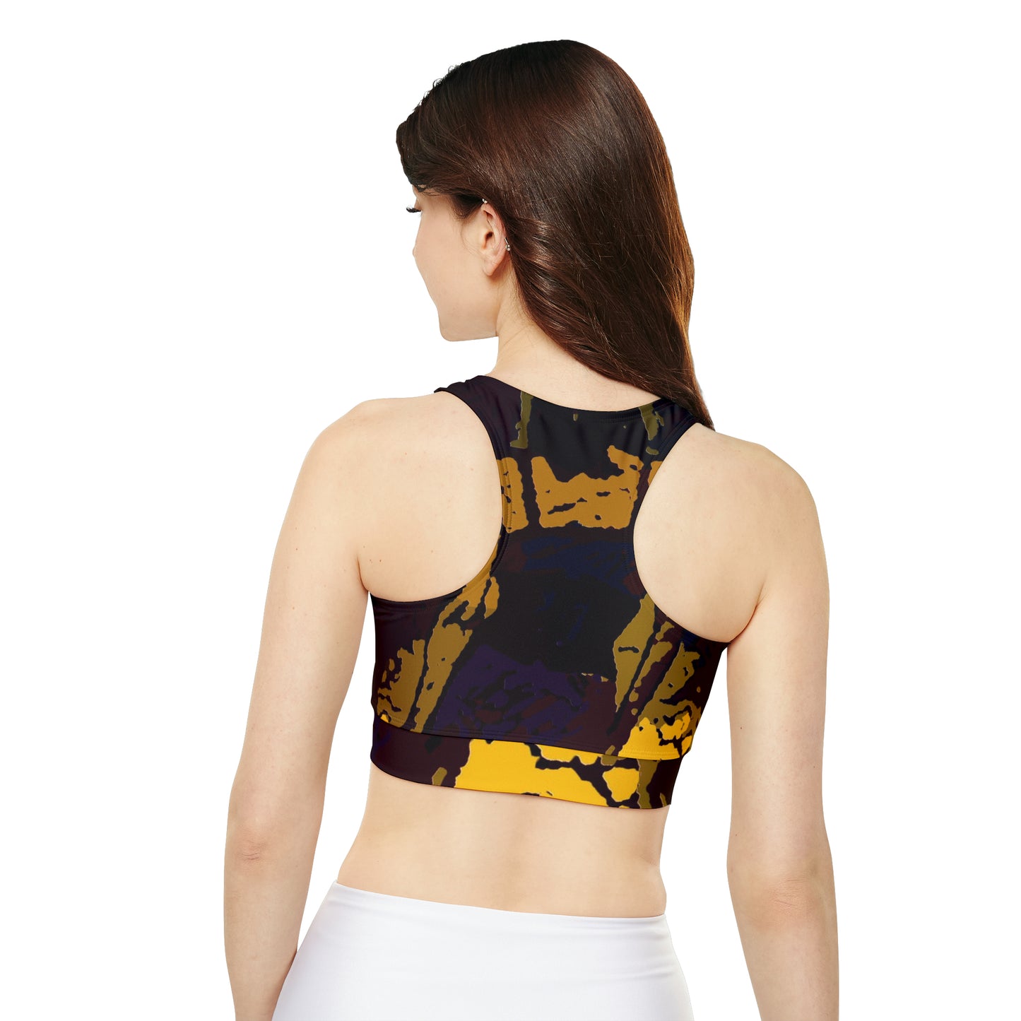 Fully Lined, Padded Sports Bra (AOP) ...  I'll Walk 'A-Hundred-Miles' In Stilettos ... Original Works ... June 2023. Central Idaho, USA ...