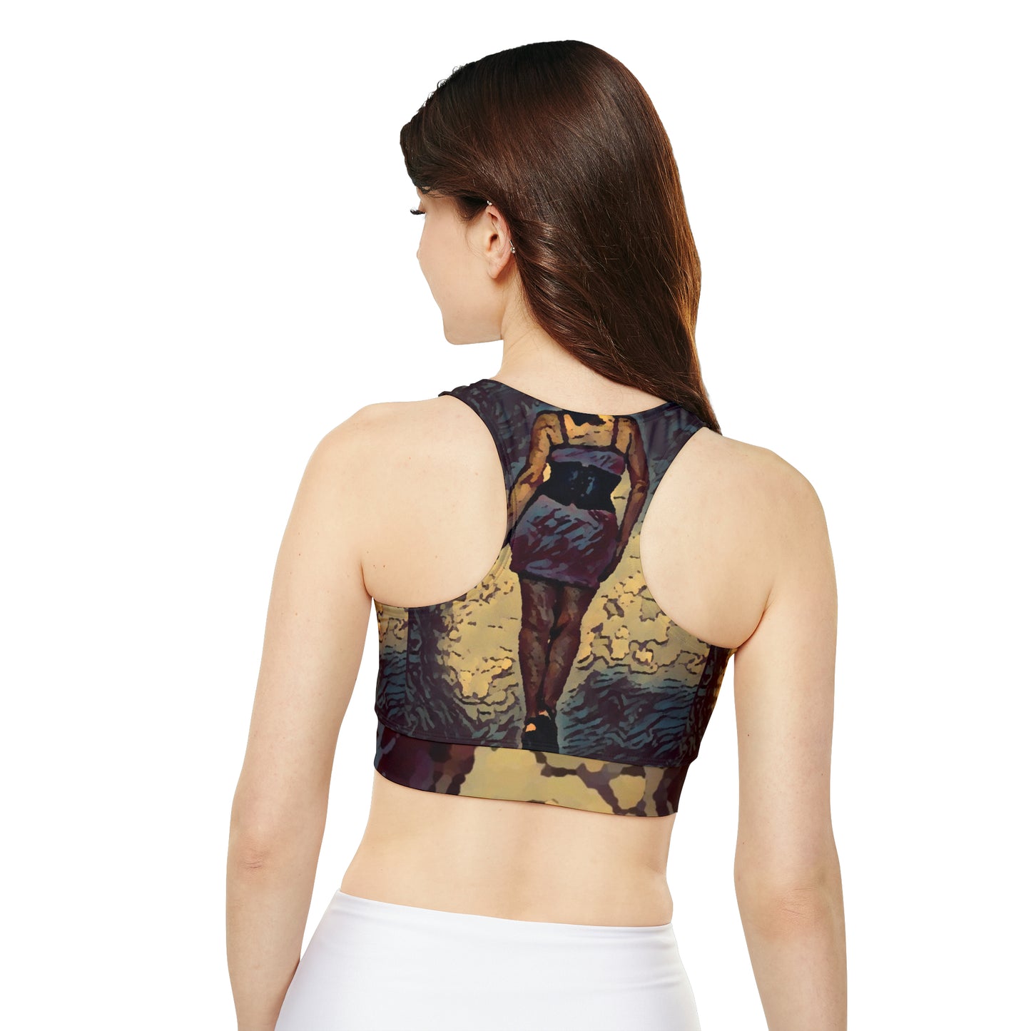 Fully Lined, Padded Sports Bra (AOP) ...  I'll Walk 'A-Hundred-Miles' In Stilettos ... Original Works ... June 2023. Central Idaho, USA ...
