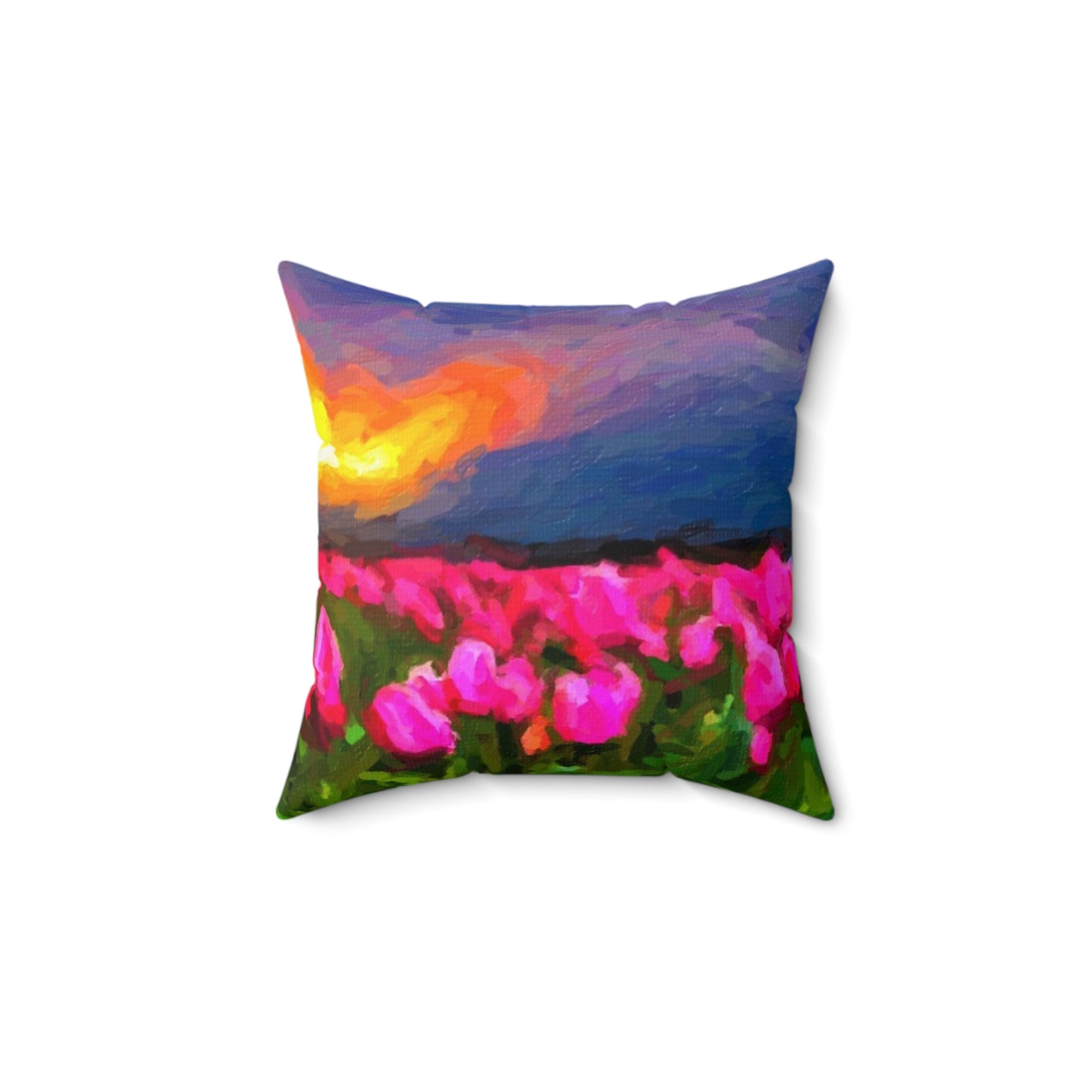 Spun Polyester Square Pillow ... Skagit Valley Tulips ... Skagit Valley, Washington ... Family Archives ... Original Works ... Circa 1980's ...