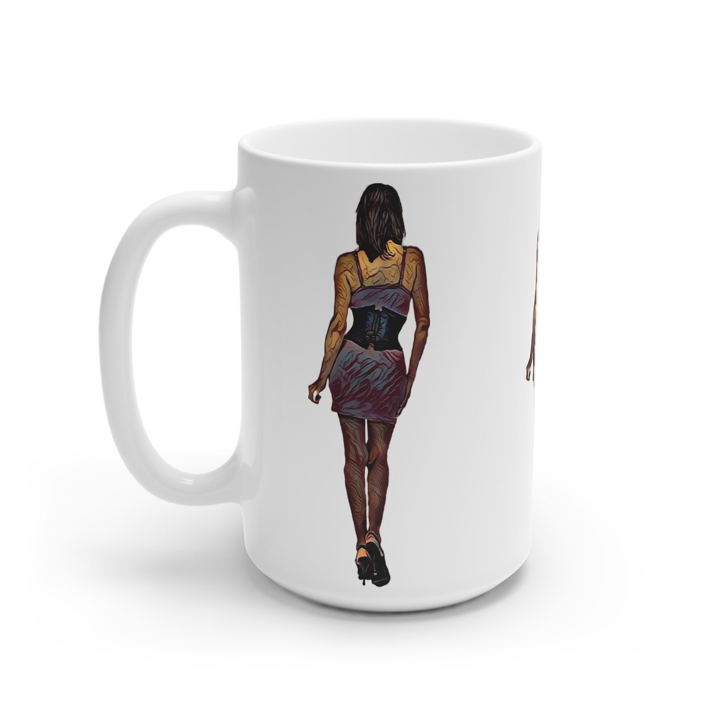 White Ceramic Mug, 11oz and 15oz ...  I'll Walk 'A-Hundred-Miles' In Stilettos ... Original Works ... June 2023. Central Idaho, USA ...