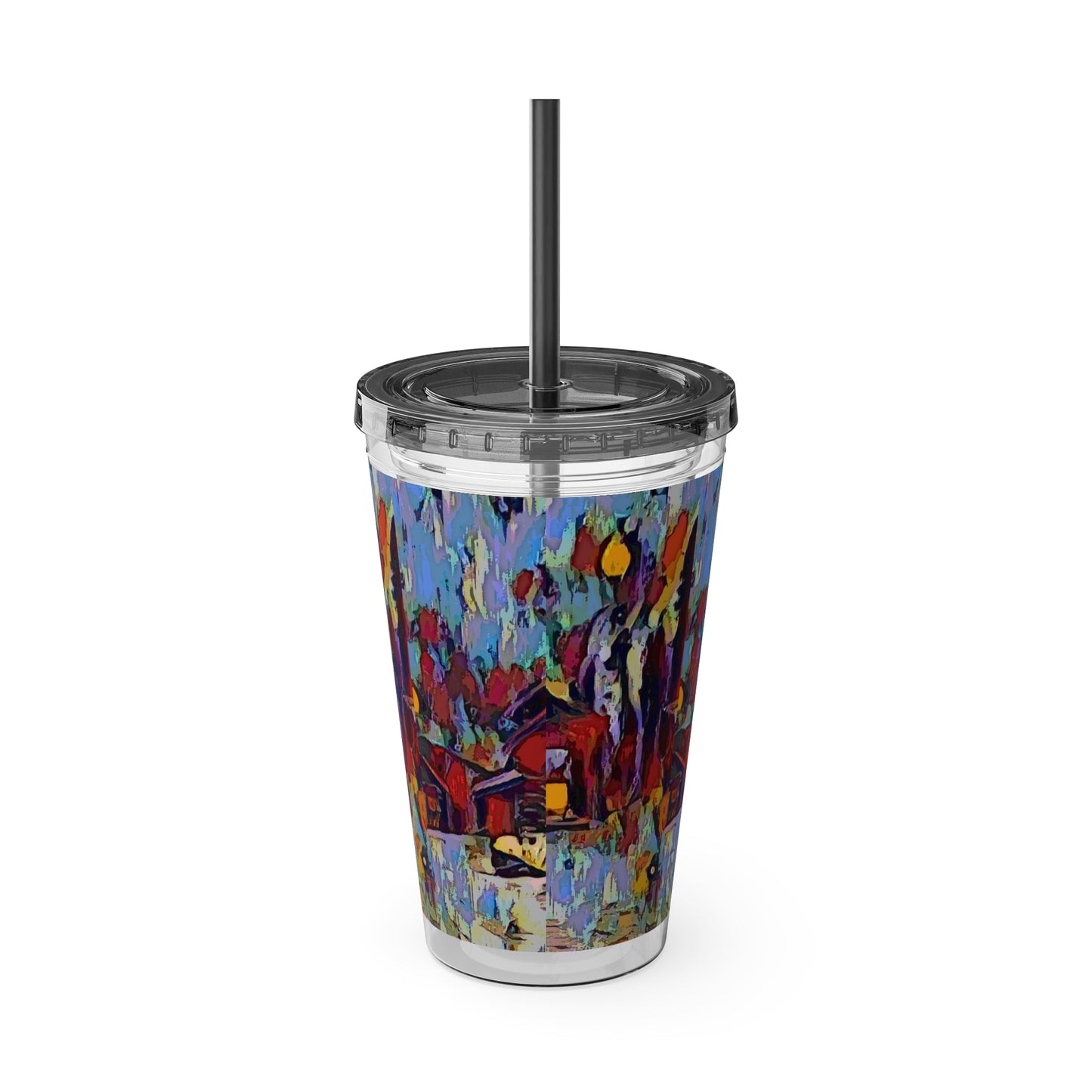Sunsplash Tumbler with Straw, 16oz ... A Very Abstract "Mountain Winter Scene" ... Original Works. Copyright Phot's Photo_LODA: Les Objets D'Art. December 2023 ...