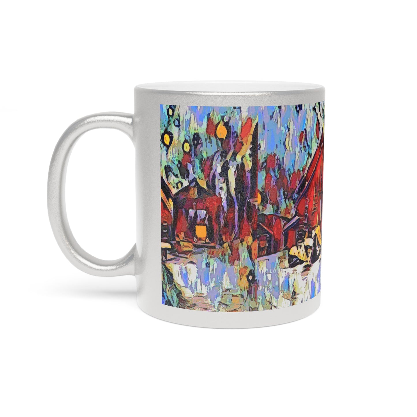 Metallic Mug (Silver\Gold) ... A Very Abstract "Mountain Winter Scene" ... Original Works. Copyright Phot's Photo_LODA: Les Objets D'Art. December 2023 ...
