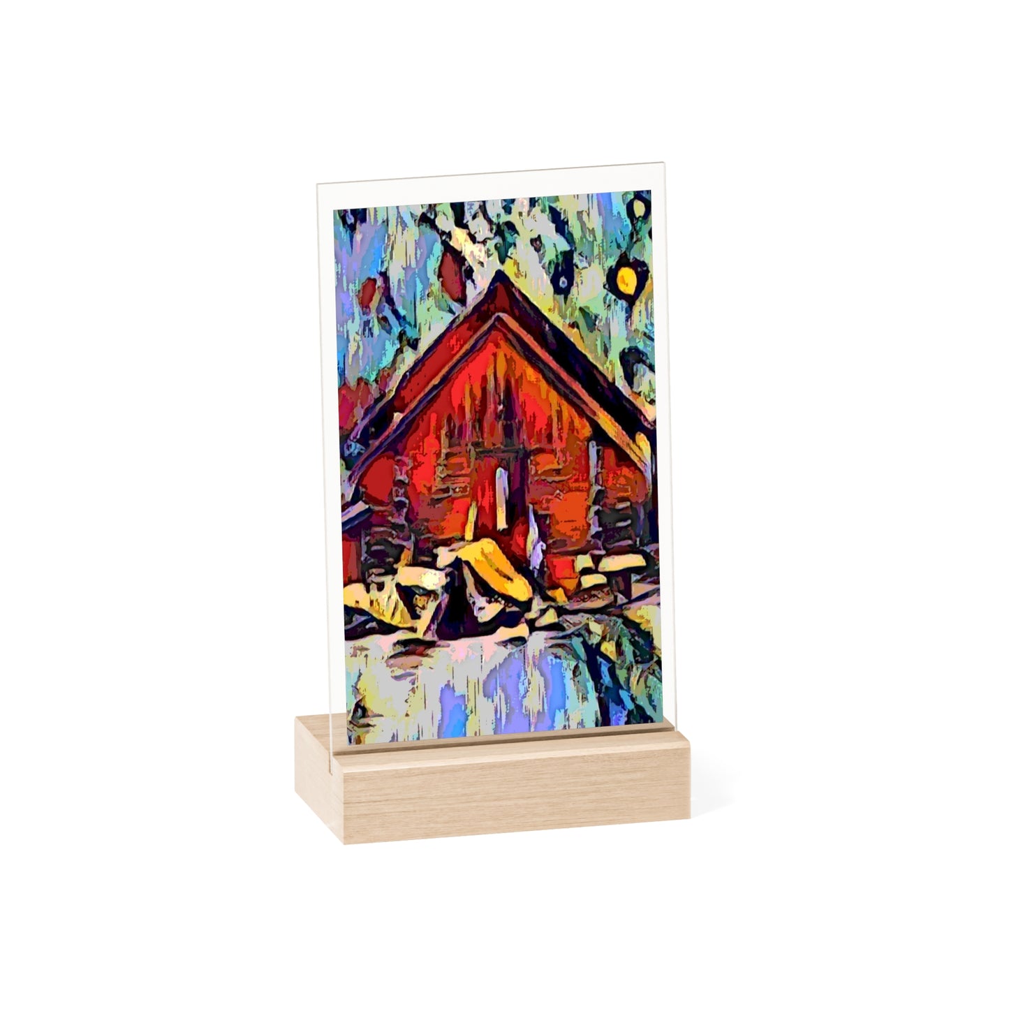 Acrylic Sign with Wooden Stand ... A Very Abstract "Mountain Winter Scene" ... Original Works. Copyright Phot's Photo_LODA: Les Objets D'Art. December 2023 ...