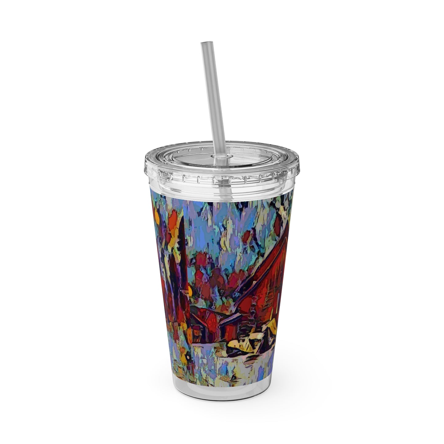 Sunsplash Tumbler with Straw, 16oz ... A Very Abstract "Mountain Winter Scene" ... Original Works. Copyright Phot's Photo_LODA: Les Objets D'Art. December 2023 ...