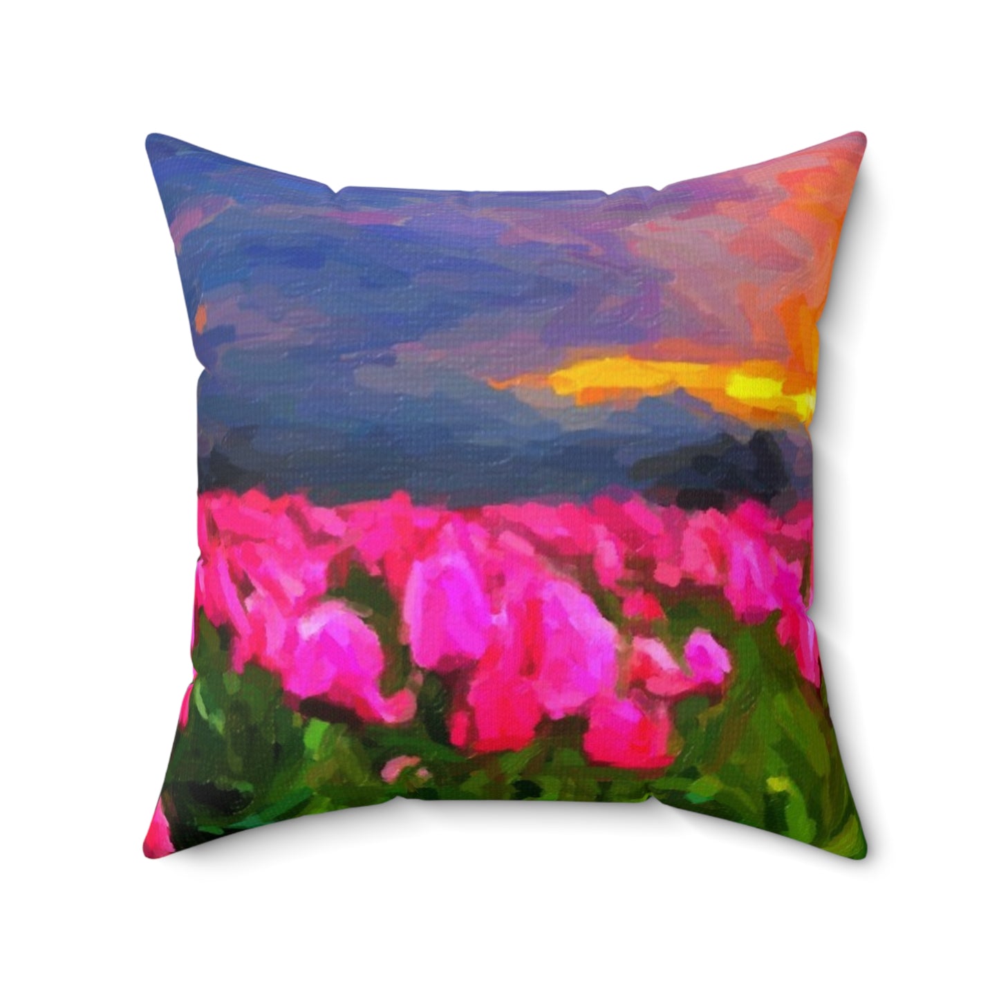 Spun Polyester Square Pillow ... Skagit Valley Tulips ... Skagit Valley, Washington ... Family Archives ... Original Works ... Circa 1980's ...