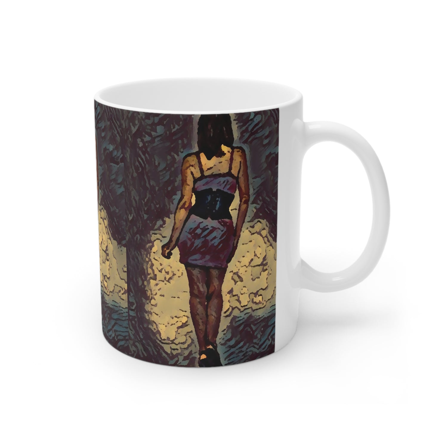 White Ceramic Mug, 11oz and 15oz ...  I'll Walk 'A-Hundred-Miles' In Stilettos ... Original Works ... June 2023. Central Idaho, USA ...
