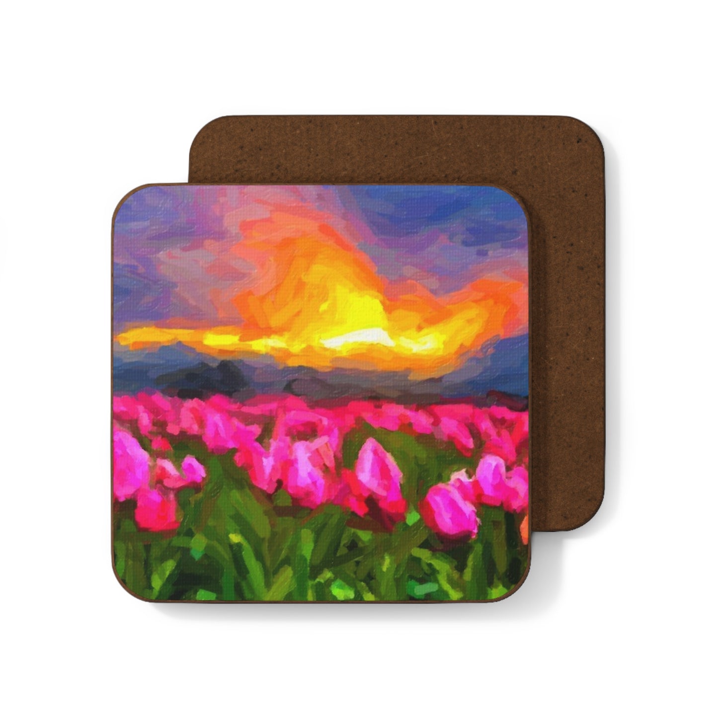 Hardboard Back Coaster ... Skagit Valley Tulips ... Skagit Valley, Washington ... Family Archives ... Original Works ... Circa 1980's ...