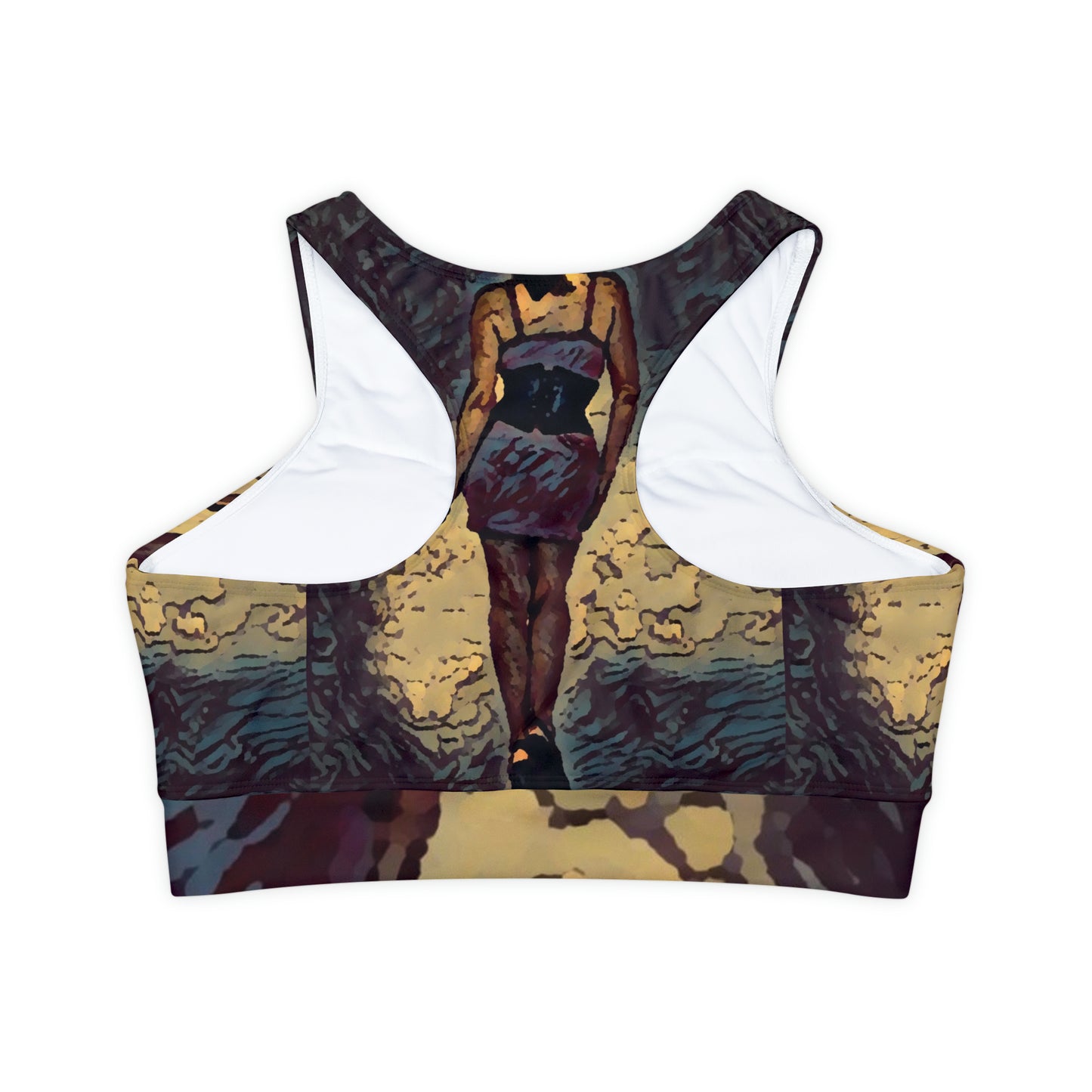 Fully Lined, Padded Sports Bra (AOP) ...  I'll Walk 'A-Hundred-Miles' In Stilettos ... Original Works ... June 2023. Central Idaho, USA ...