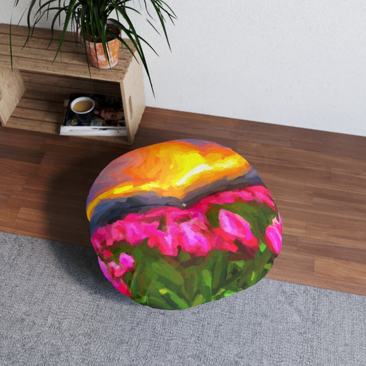 Tufted Floor Pillow, Round ... Skagit Valley Tulips ... Skagit Valley, Washington ... Family Archives ... Original Works ... Circa 1980's ...
