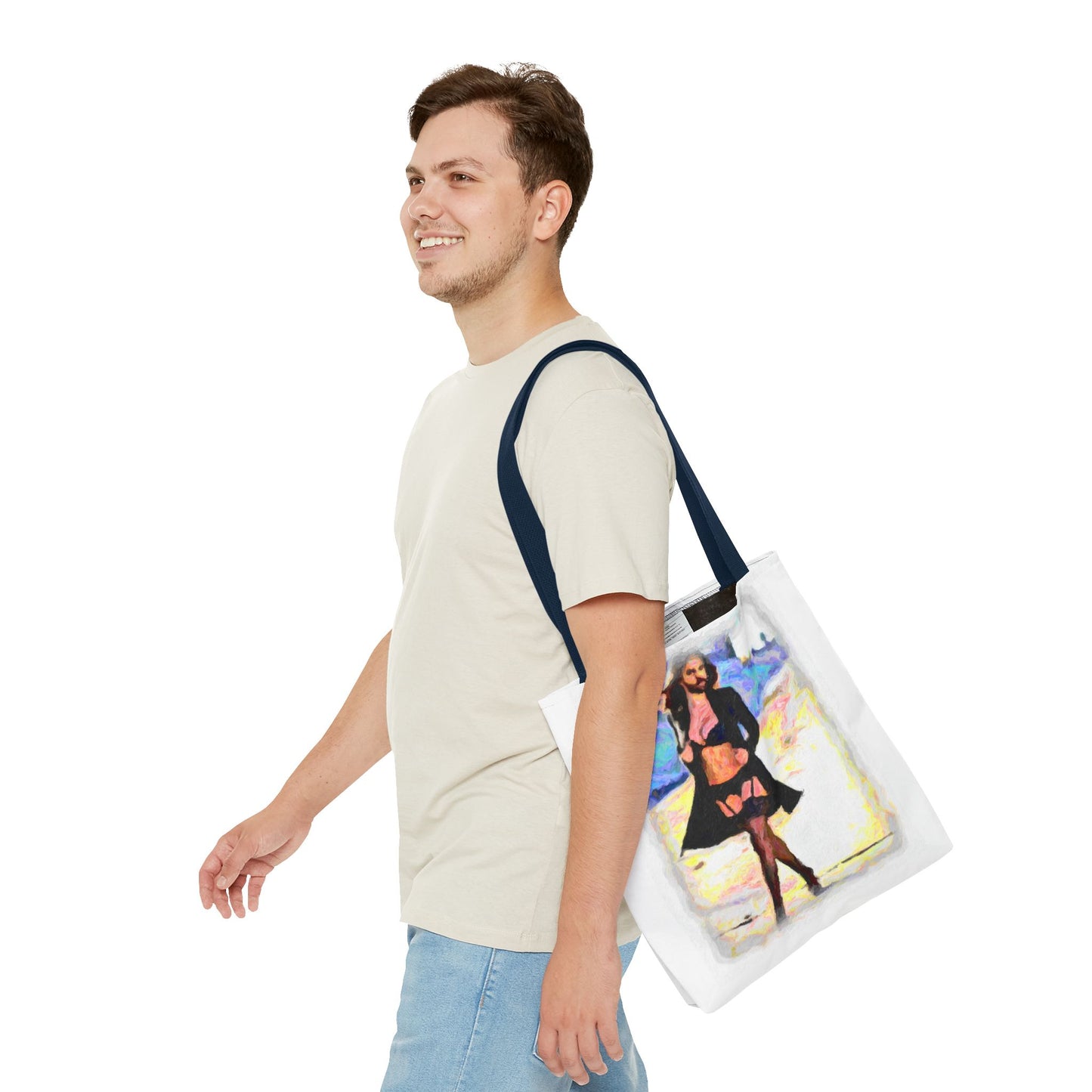 Tote Bag (AOP) ... The Low Spark of High_HEELED_Boys ... 'Garterbelt & Bra Inclusive!' ... Original Works ...