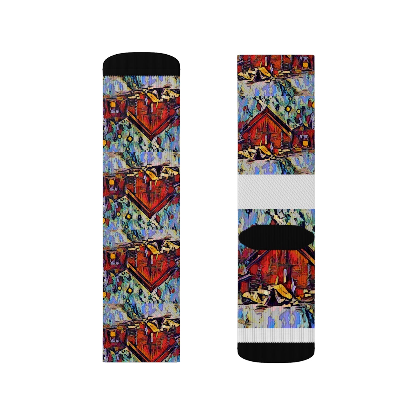 Sublimation Socks ... A Very Abstract "Mountain Winter Scene" ... Original Works. Copyright Phot's Photo_LODA: Les Objets D'Art. December 2023 ...
