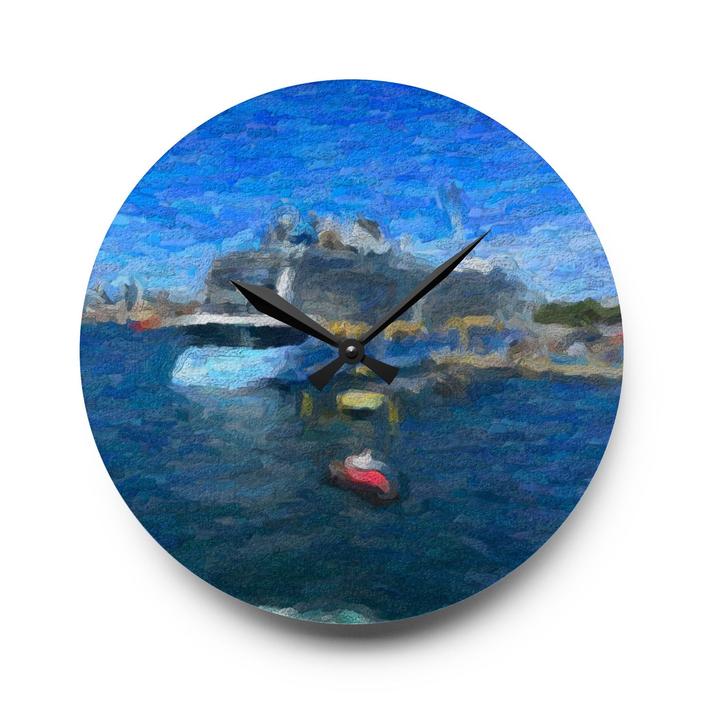 Acrylic Wall Clock ... Into Vancouver Harbor We Arrive: Celebrity Edge-Cruise ... Vancouver, British Columbia ... June 2024 ... Original Works