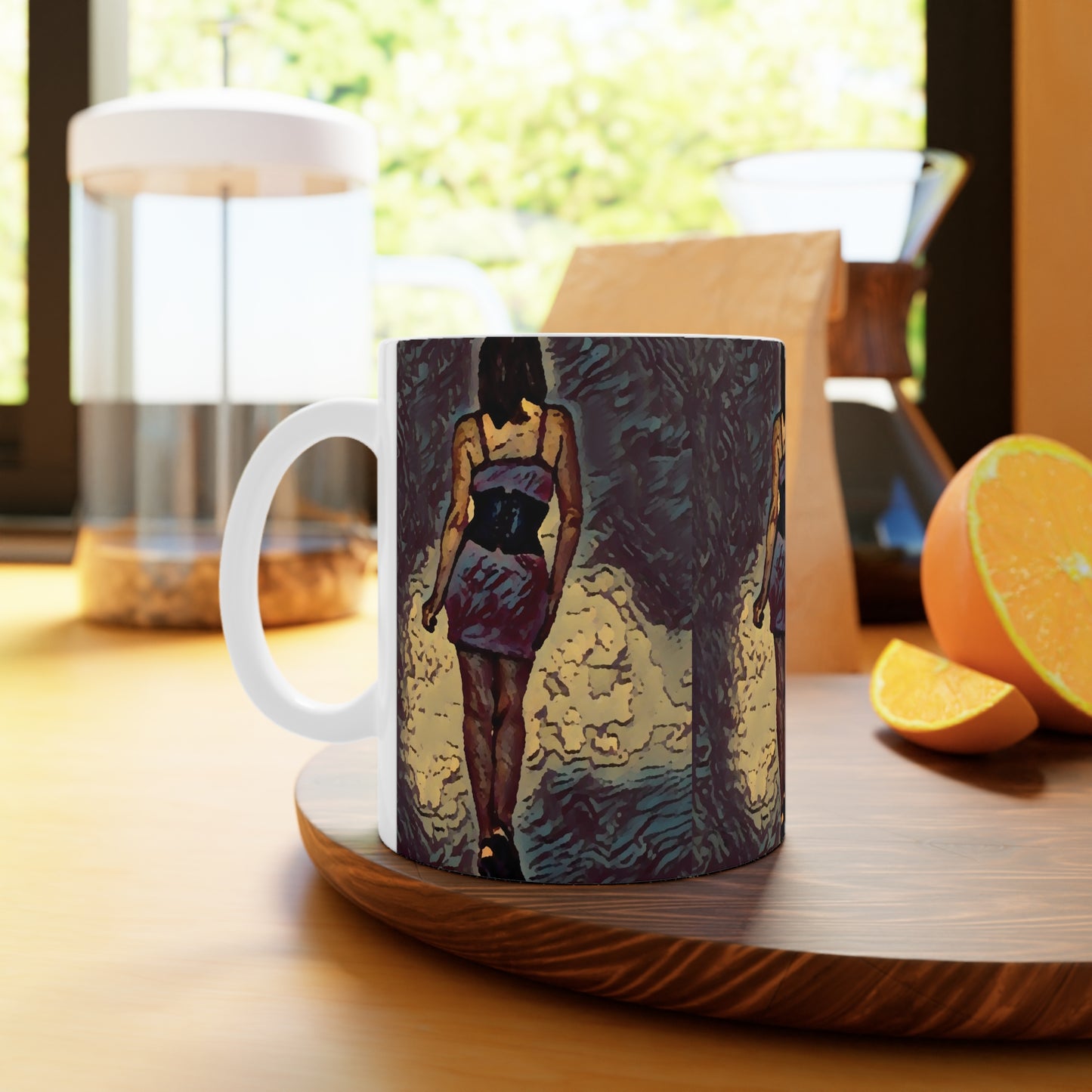 White Ceramic Mug, 11oz and 15oz ...  I'll Walk 'A-Hundred-Miles' In Stilettos ... Original Works ... June 2023. Central Idaho, USA ...