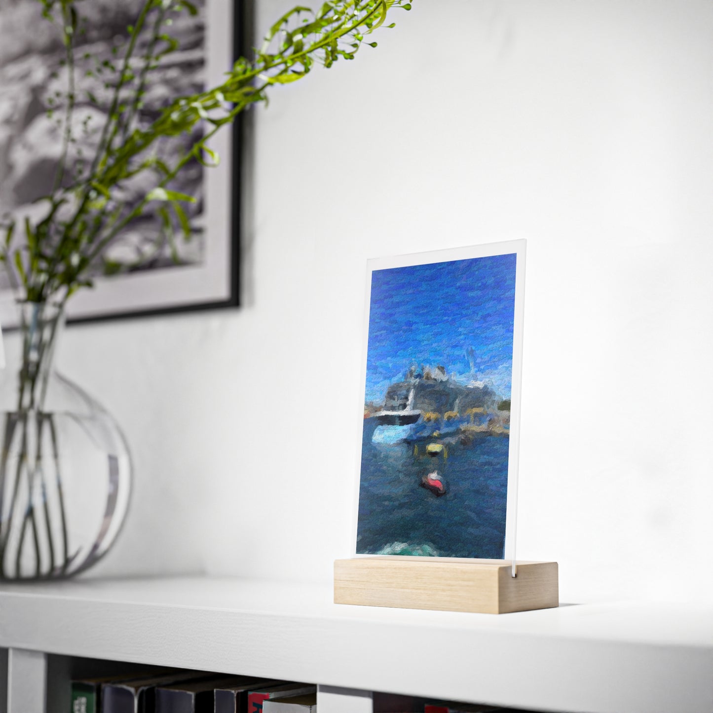 Acrylic Sign with Wooden Stand ... Into Vancouver Harbor We Arrive: Celebrity Edge-Cruise ... Vancouver, British Columbia ... June 2024 ... Original Works