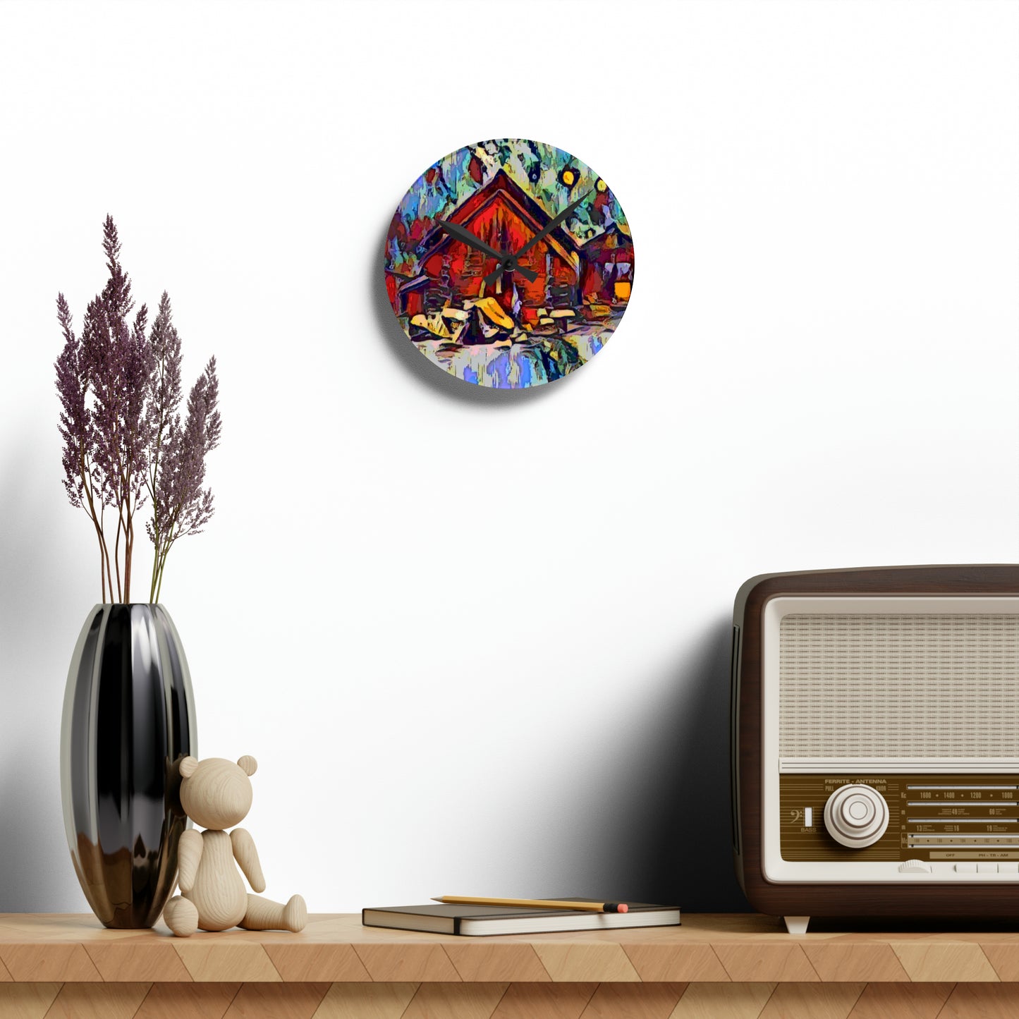 Acrylic Wall Clock ... A Very Abstract "Mountain Winter Scene" ... Original Works. Copyright Phot's Photo_LODA: Les Objets D'Art. December 2023 ...