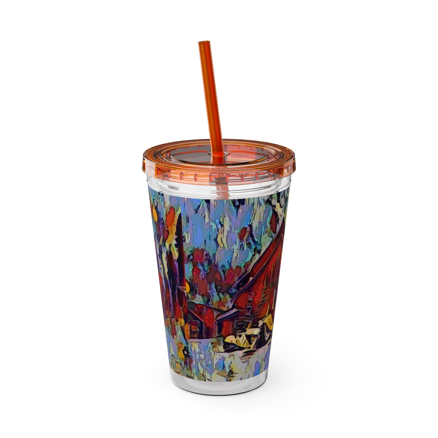 Sunsplash Tumbler with Straw, 16oz ... A Very Abstract "Mountain Winter Scene" ... Original Works. Copyright Phot's Photo_LODA: Les Objets D'Art. December 2023 ...
