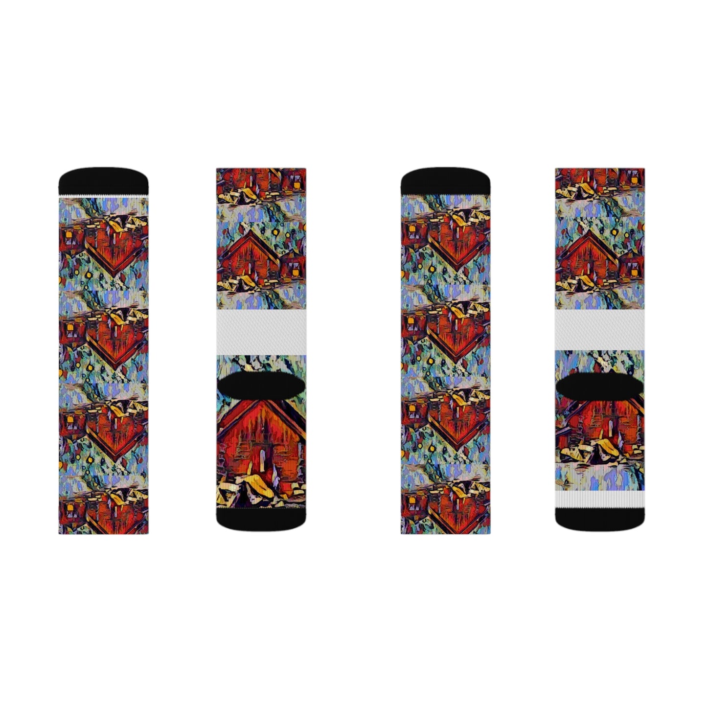 Sublimation Socks ... A Very Abstract "Mountain Winter Scene" ... Original Works. Copyright Phot's Photo_LODA: Les Objets D'Art. December 2023 ...