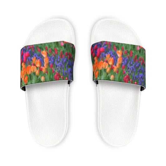 Men's PU Slide Sandals ... Skagit Valley Tulips ... Skagit Valley, Washington ... Family Archives ... Original Works ... Circa 1980's ...