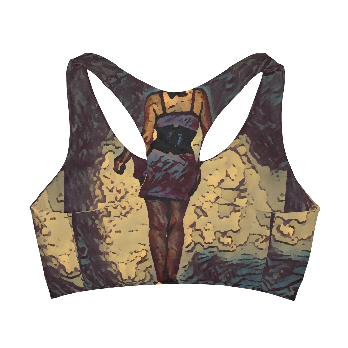 Girls' Double Lined Seamless Sports Bra (AOP) ...  I'll Walk 'A-Hundred-Miles' In Stilettos ... Original Works ... June 2023. Central Idaho, USA ...
