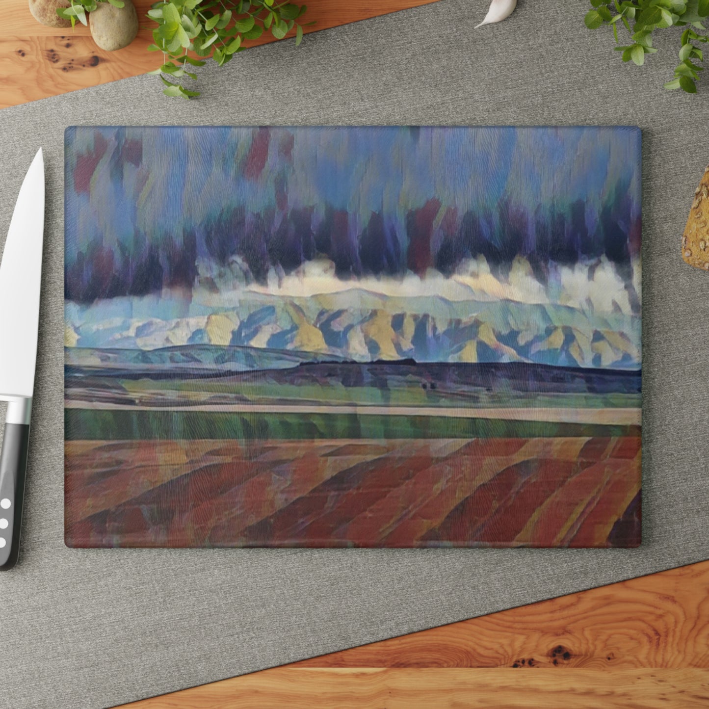 Glass Cutting Board ...  On-The-Prairie .. "The Storm Is Brewing" ... Central Idaho: November 2023 ... Original Works ...