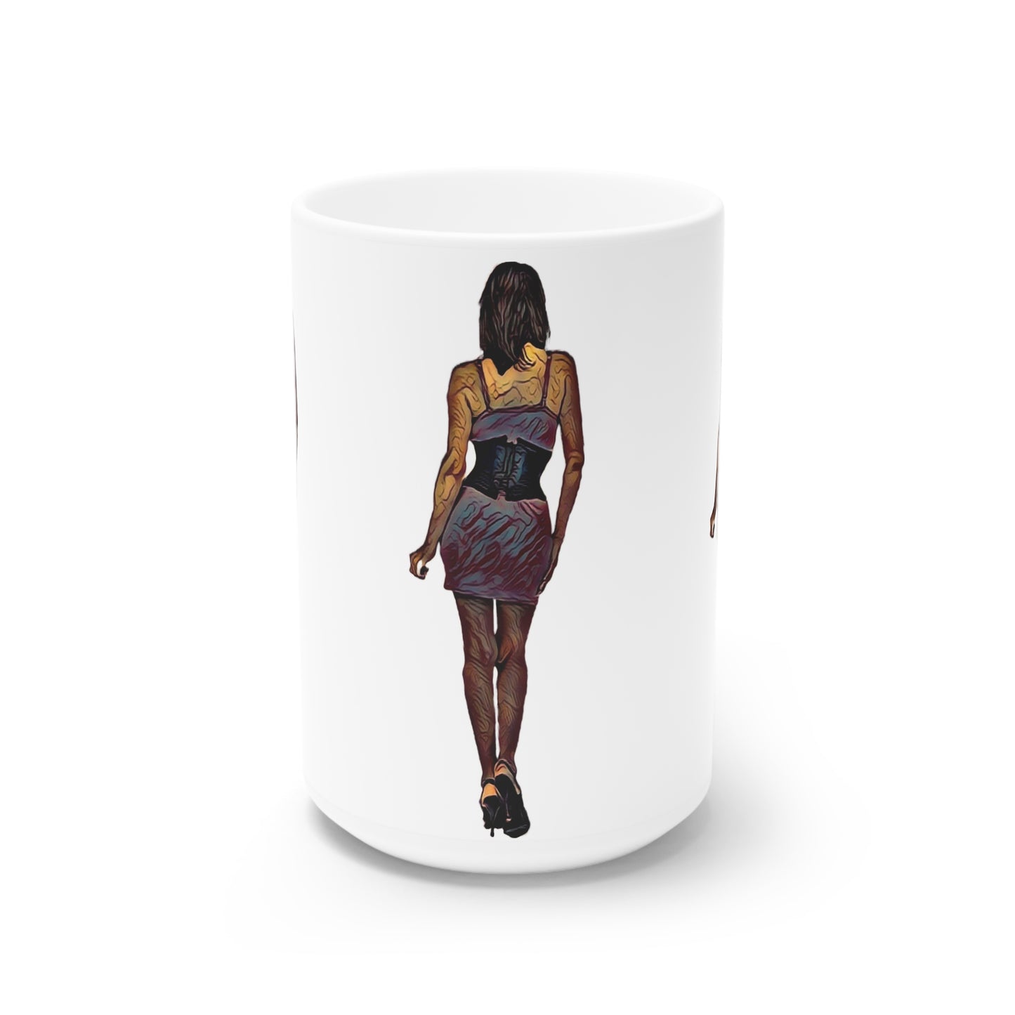 White Ceramic Mug, 11oz and 15oz ...  I'll Walk 'A-Hundred-Miles' In Stilettos ... Original Works ... June 2023. Central Idaho, USA ...