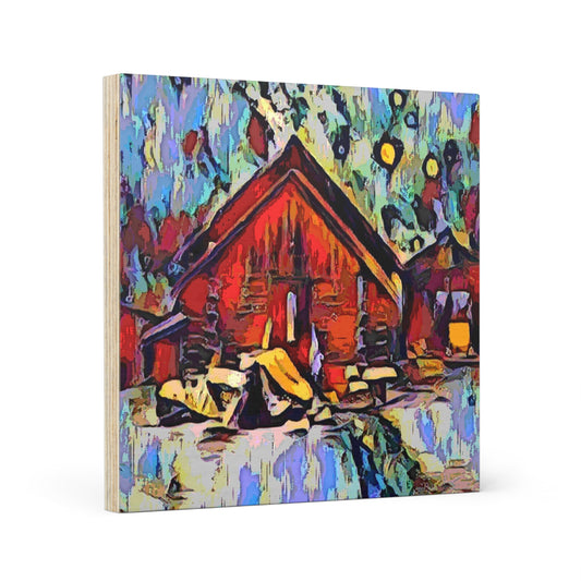 Wood Canvas ... A Very Abstract "Mountain Winter Scene" ... Original Works. Copyright Phot's Photo_LODA: Les Objets D'Art. December 2023 ...