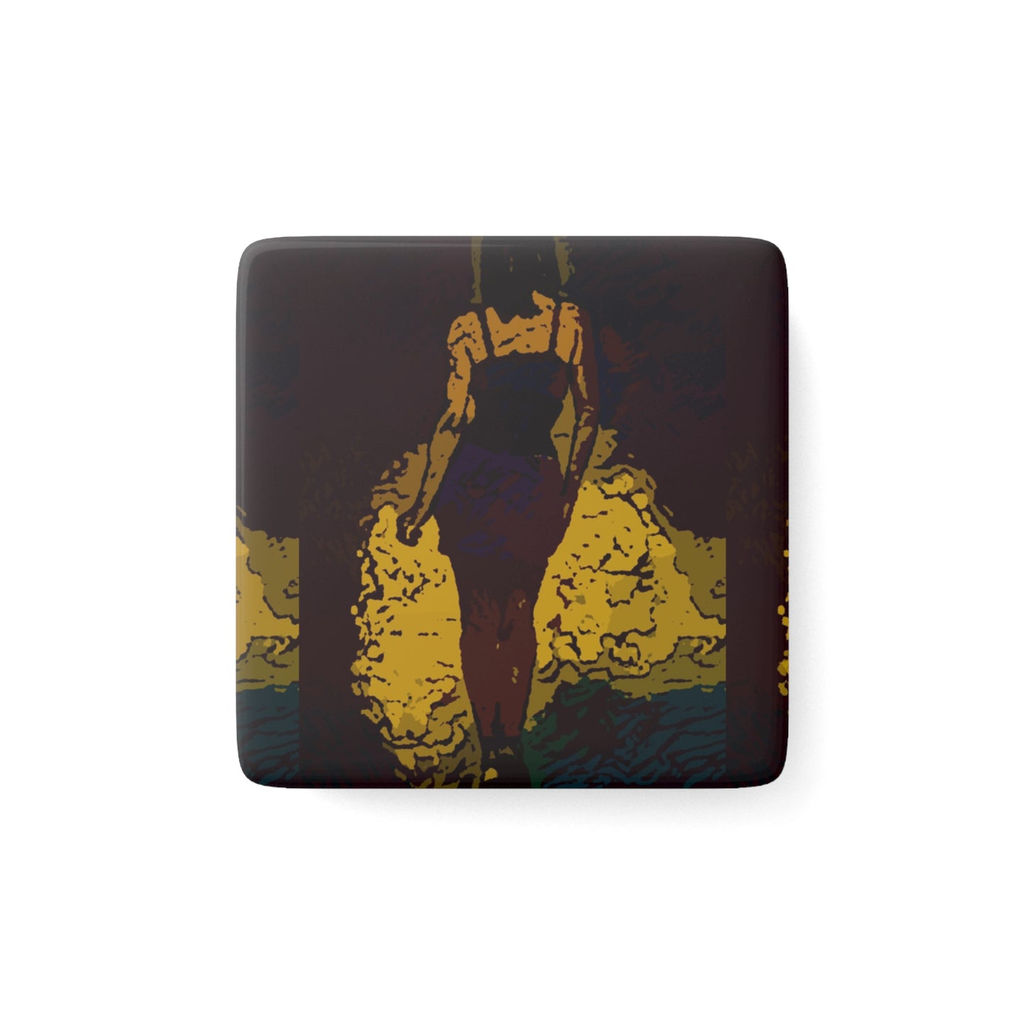 Porcelain Magnet, Square ...  I'll Walk 'A-Hundred-Miles' In Stilettos ... Original Works ... June 2023. Central Idaho, USA ...