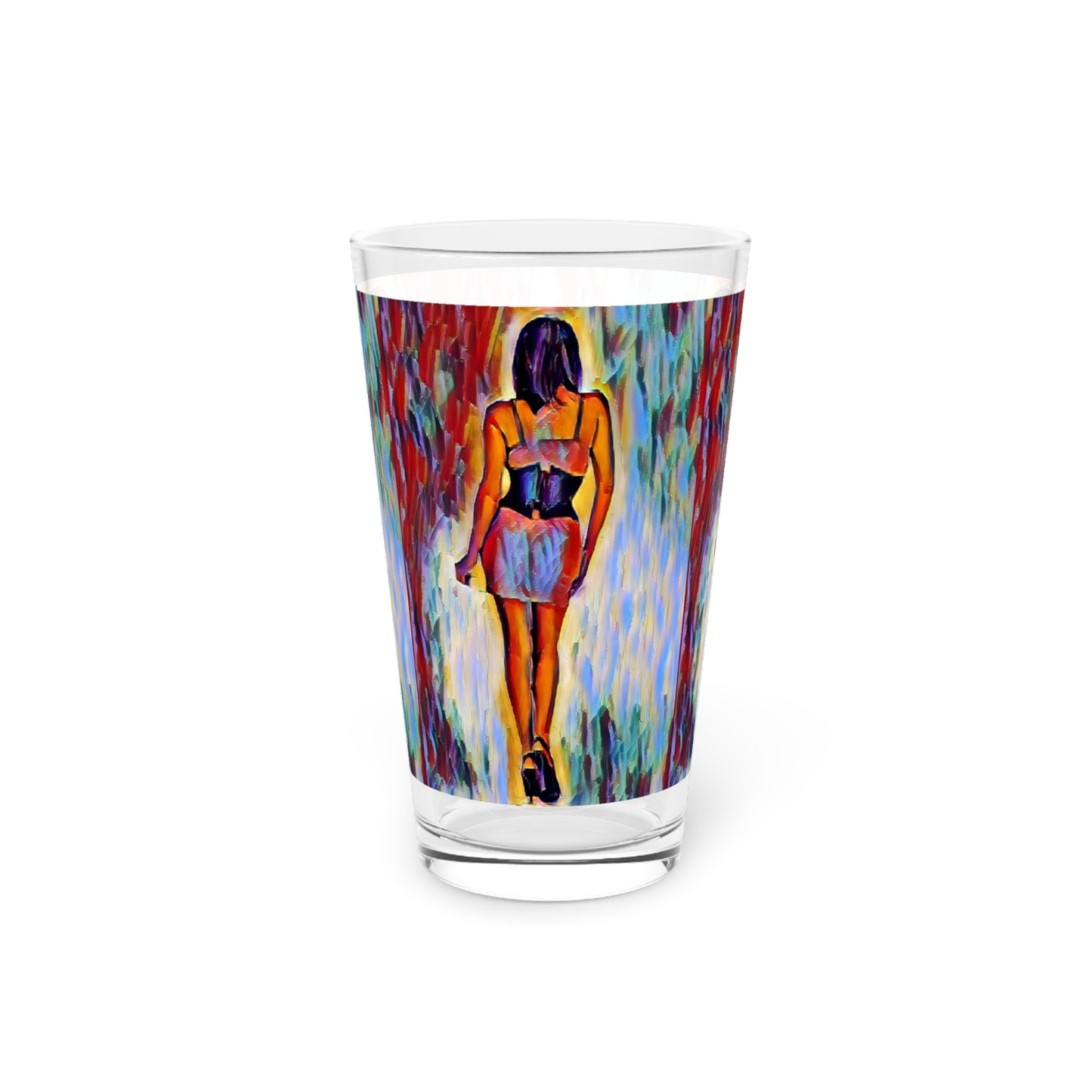 Pint Glass, 16oz ... I'll Walk 'A-Hundred-Miles' In Stilettos ... Original Works ... June 2023. Central Idaho, USA ...
