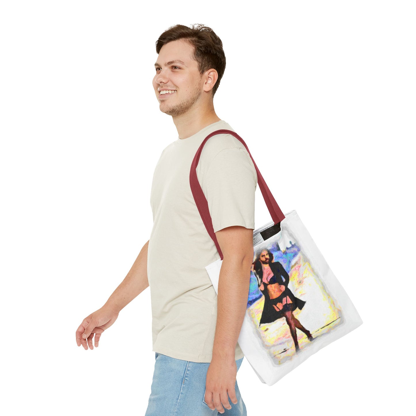 Tote Bag (AOP) ... The Low Spark of High_HEELED_Boys ... 'Garterbelt & Bra Inclusive!' ... Original Works ...