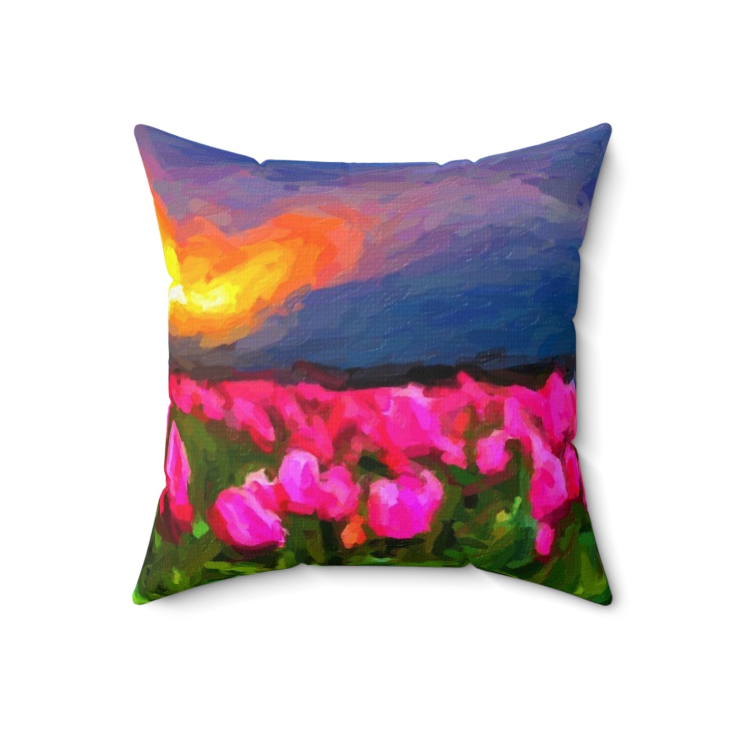 Spun Polyester Square Pillow ... Skagit Valley Tulips ... Skagit Valley, Washington ... Family Archives ... Original Works ... Circa 1980's ...