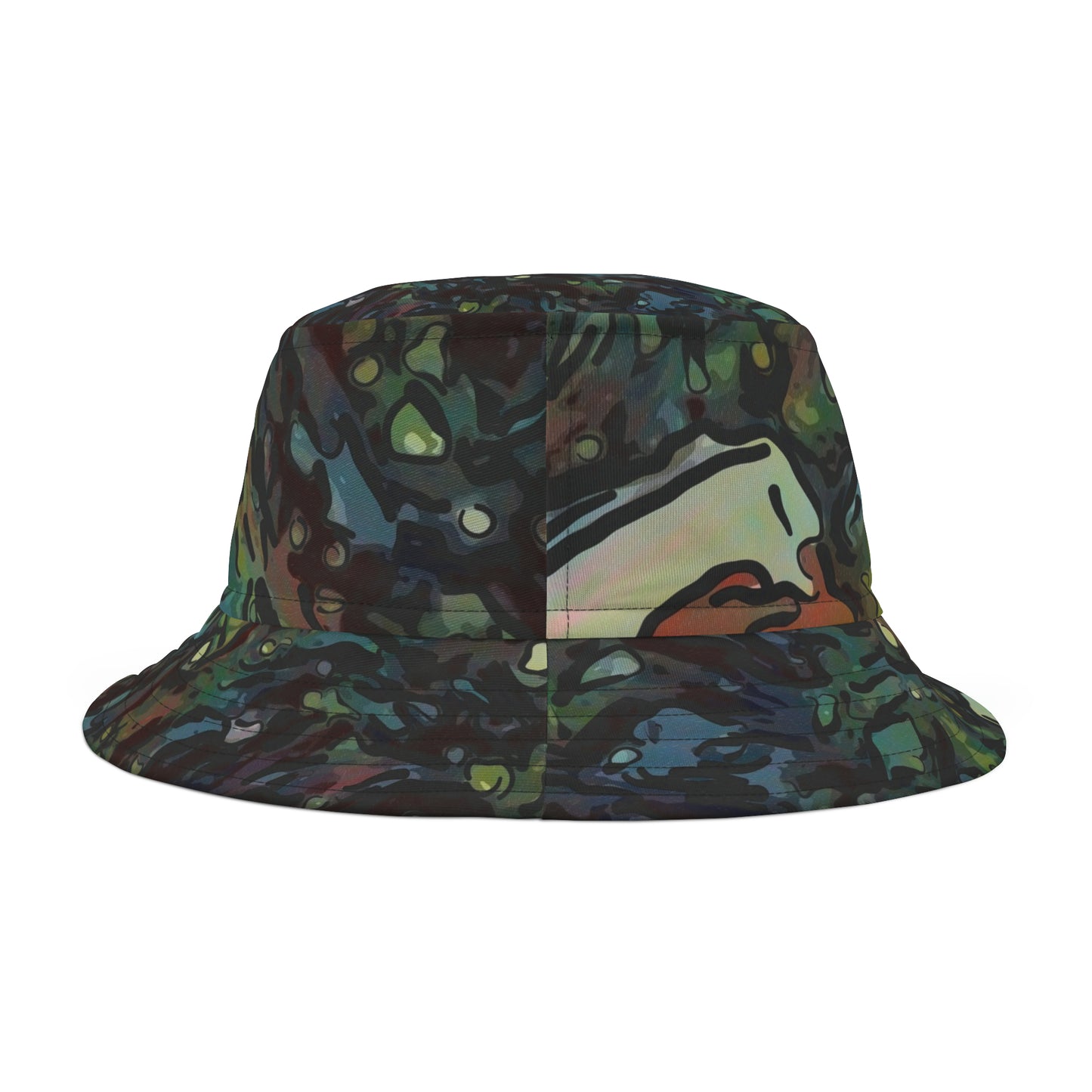 Bucket Hat (AOP) ... A Very Colorful Winter Abstract ... "Mountain Cabin & Vehicle On-A-Snowy-January 2024 Evening" ... Original Works ...