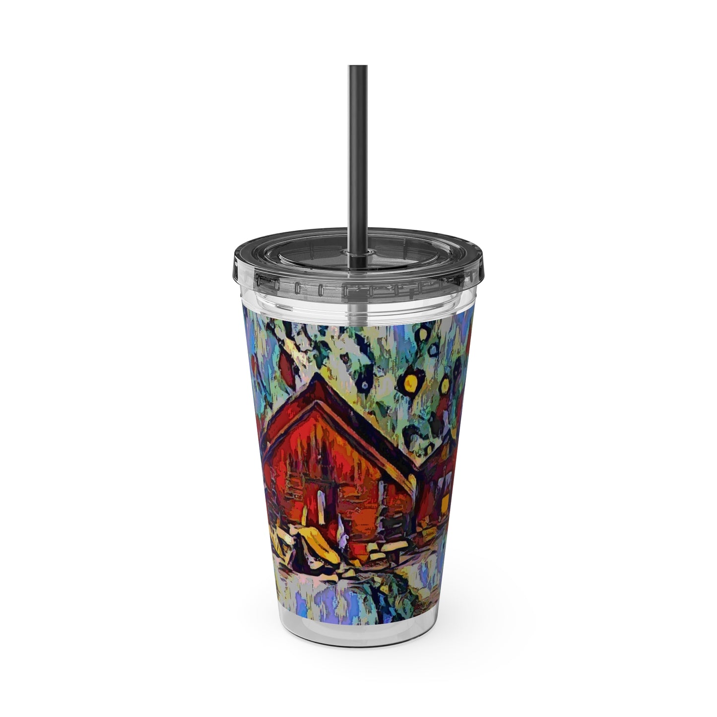 Sunsplash Tumbler with Straw, 16oz ... A Very Abstract "Mountain Winter Scene" ... Original Works. Copyright Phot's Photo_LODA: Les Objets D'Art. December 2023 ...