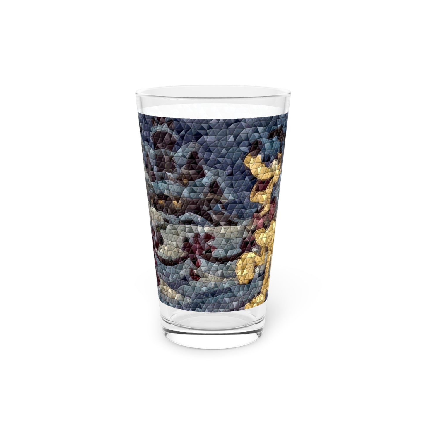 Pint Glass, 16oz ... Mickey_N_Minnie Mouse & Pluto ... "A Winter Sleigh Ride" ... Original Works. Winter 2023 ...