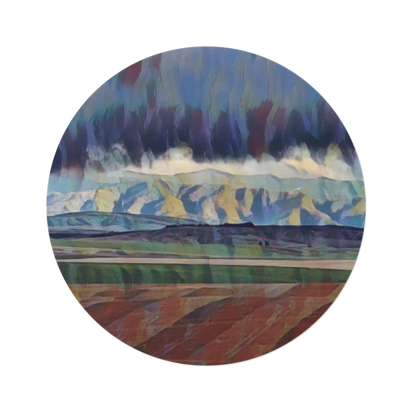 Round Rug ... On-The-Prairie .. "The Storm Is Brewing" ... Central Idaho: November 2023 ... Original Works  ...