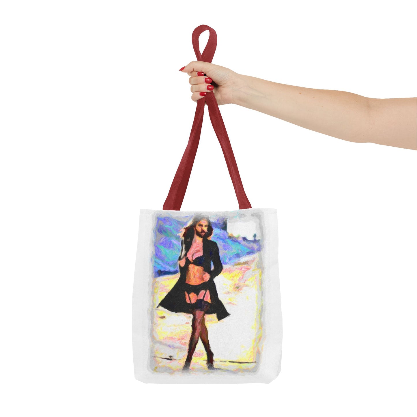 Tote Bag (AOP) ... The Low Spark of High_HEELED_Boys ... 'Garterbelt & Bra Inclusive!' ... Original Works ...