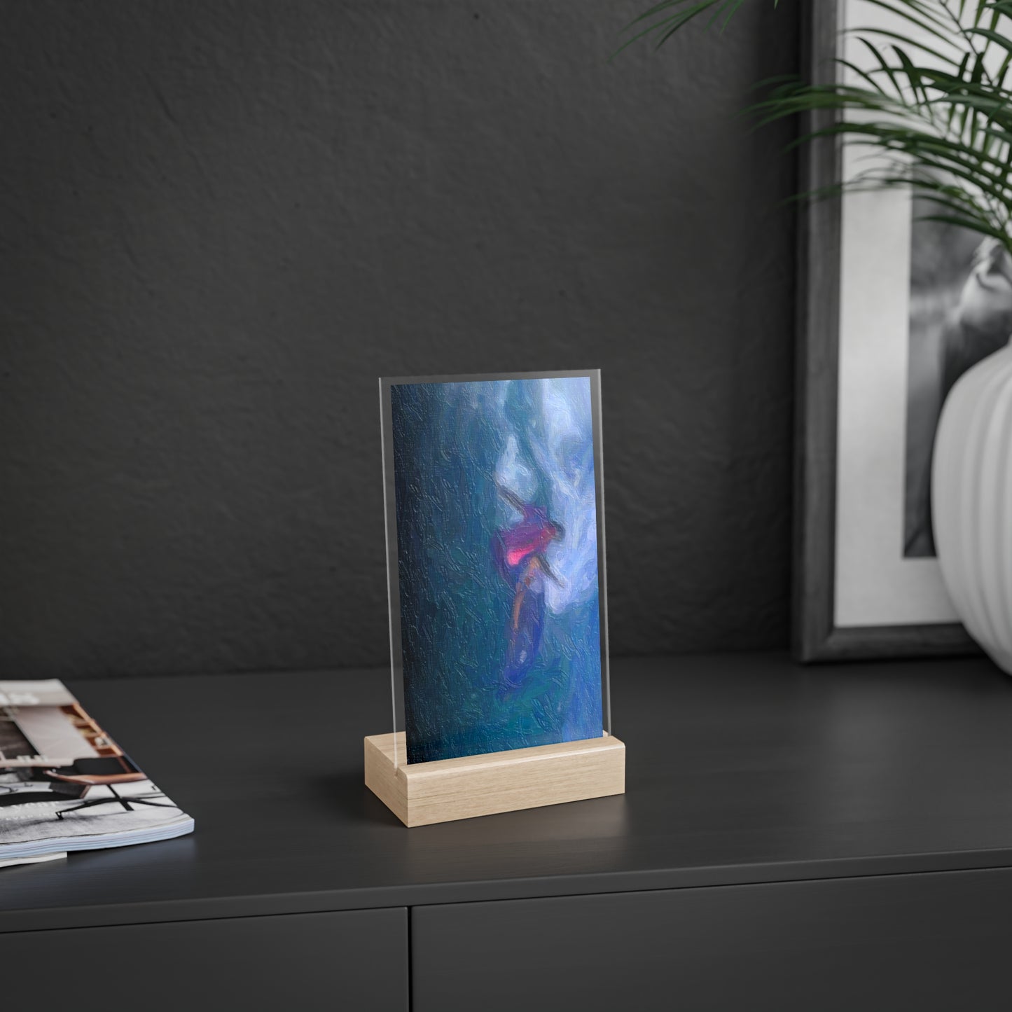 Acrylic Sign with Wooden Stand ... Paris_2024_Surfing Competition-Tahiti_French-Polynesia .... 'Gabriel Medina World Campion Drops-In' ... Original Works ...