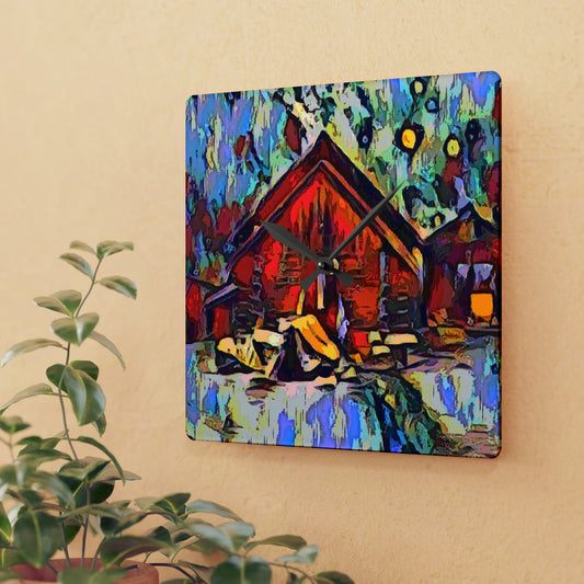 Acrylic Wall Clock ... A Very Abstract "Mountain Winter Scene" ... Original Works. Copyright Phot's Photo_LODA: Les Objets D'Art. December 2023 ...