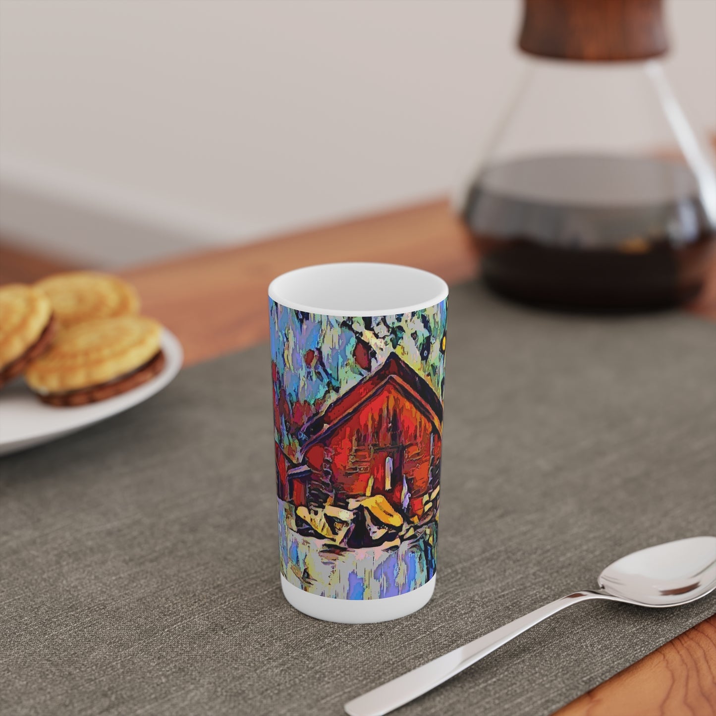 Conical Coffee Mugs (3oz, 8oz, 12oz) ... A Very Abstract "Mountain Winter Scene" ... Original Works. Copyright Phot's Photo_LODA: Les Objets D'Art. December 2023 ...