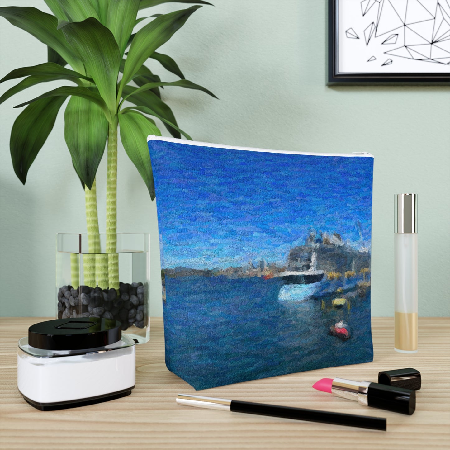 Cotton Cosmetic Bag ... Into Vancouver Harbor We Arrive: Celebrity Edge-Cruise ... Vancouver, British Columbia ... June 2024 ... Original Works