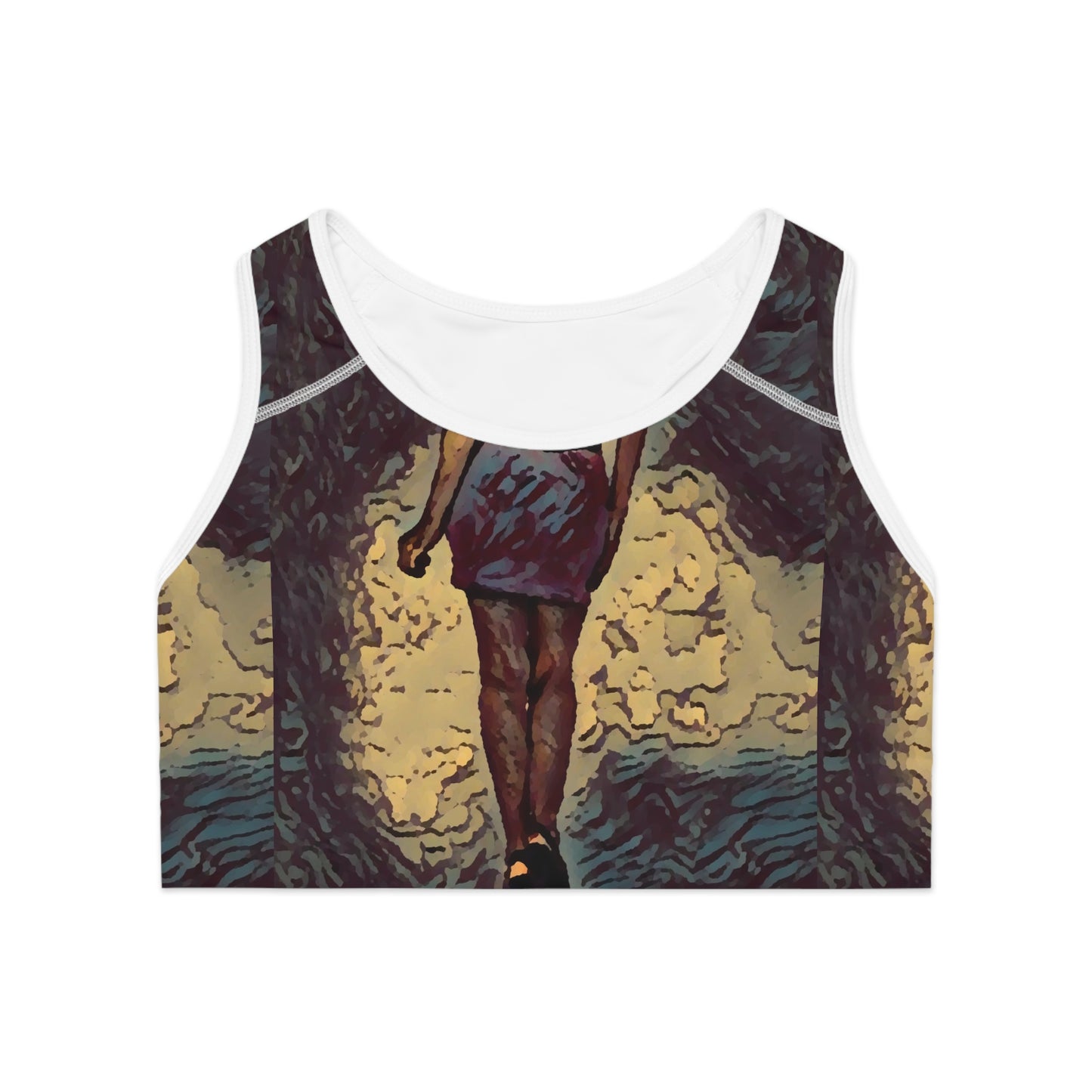 Sports Bra (AOP) ...  I'll Walk 'A-Hundred-Miles' In Stilettos ... Original Works ... June 2023. Central Idaho, USA ...