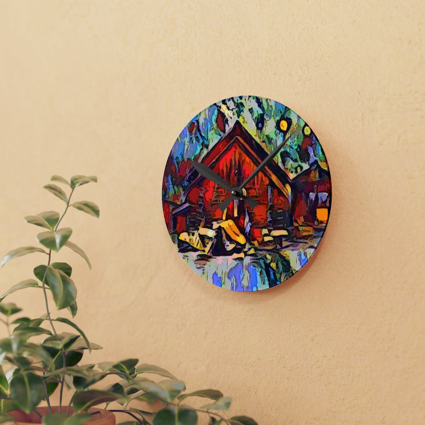 Acrylic Wall Clock ... A Very Abstract "Mountain Winter Scene" ... Original Works. Copyright Phot's Photo_LODA: Les Objets D'Art. December 2023 ...