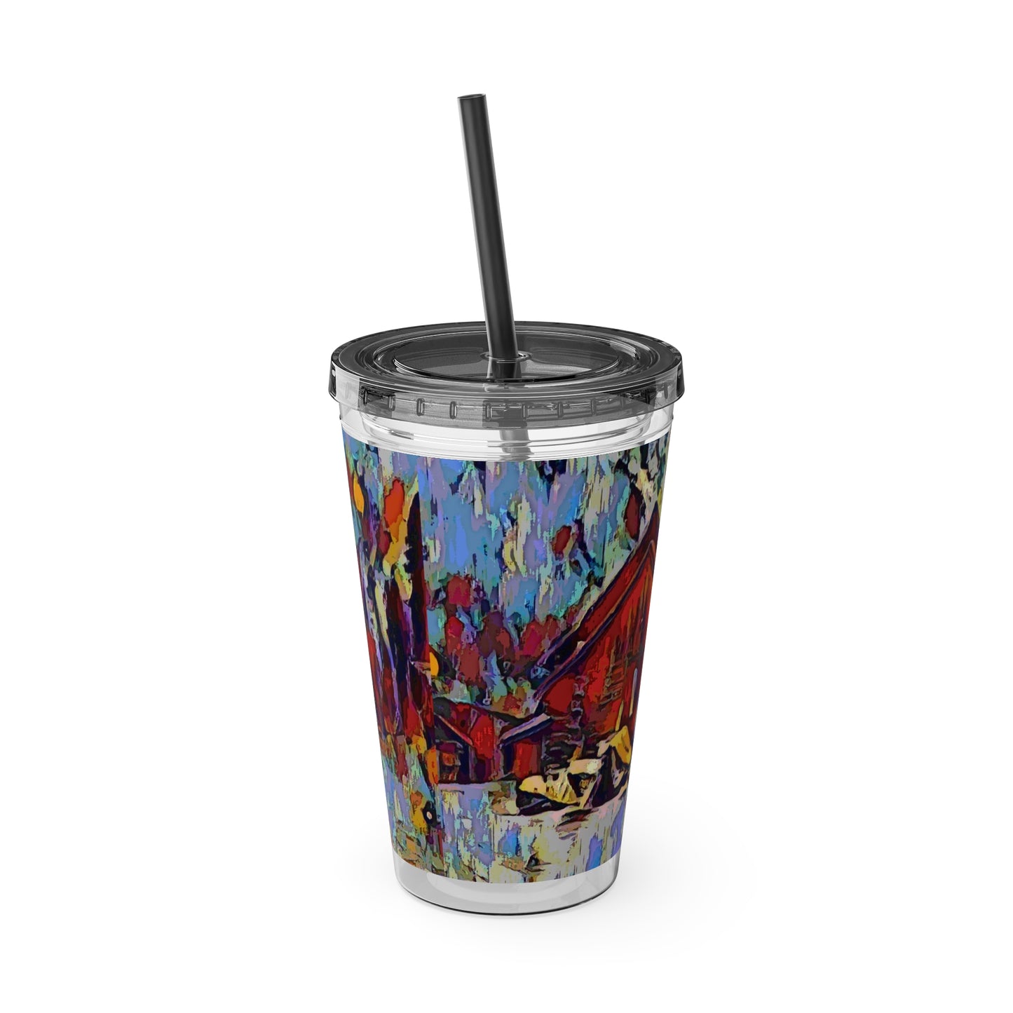 Sunsplash Tumbler with Straw, 16oz ... A Very Abstract "Mountain Winter Scene" ... Original Works. Copyright Phot's Photo_LODA: Les Objets D'Art. December 2023 ...