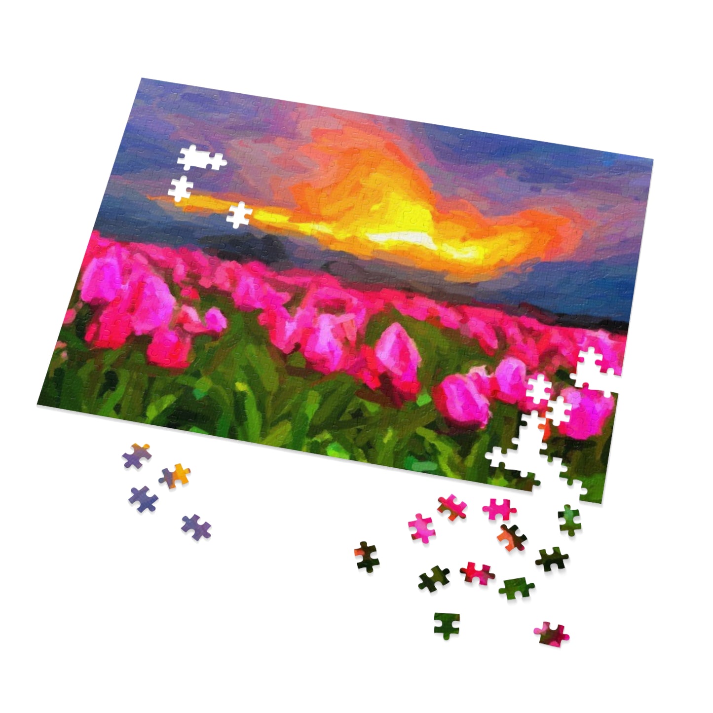 Jigsaw Puzzle (30, 110, 252, 500,1000-Piece) ... Skagit Valley Tulips ... Skagit Valley, Washington ... Family Archives ... Original Works ... Circa 1980's ...