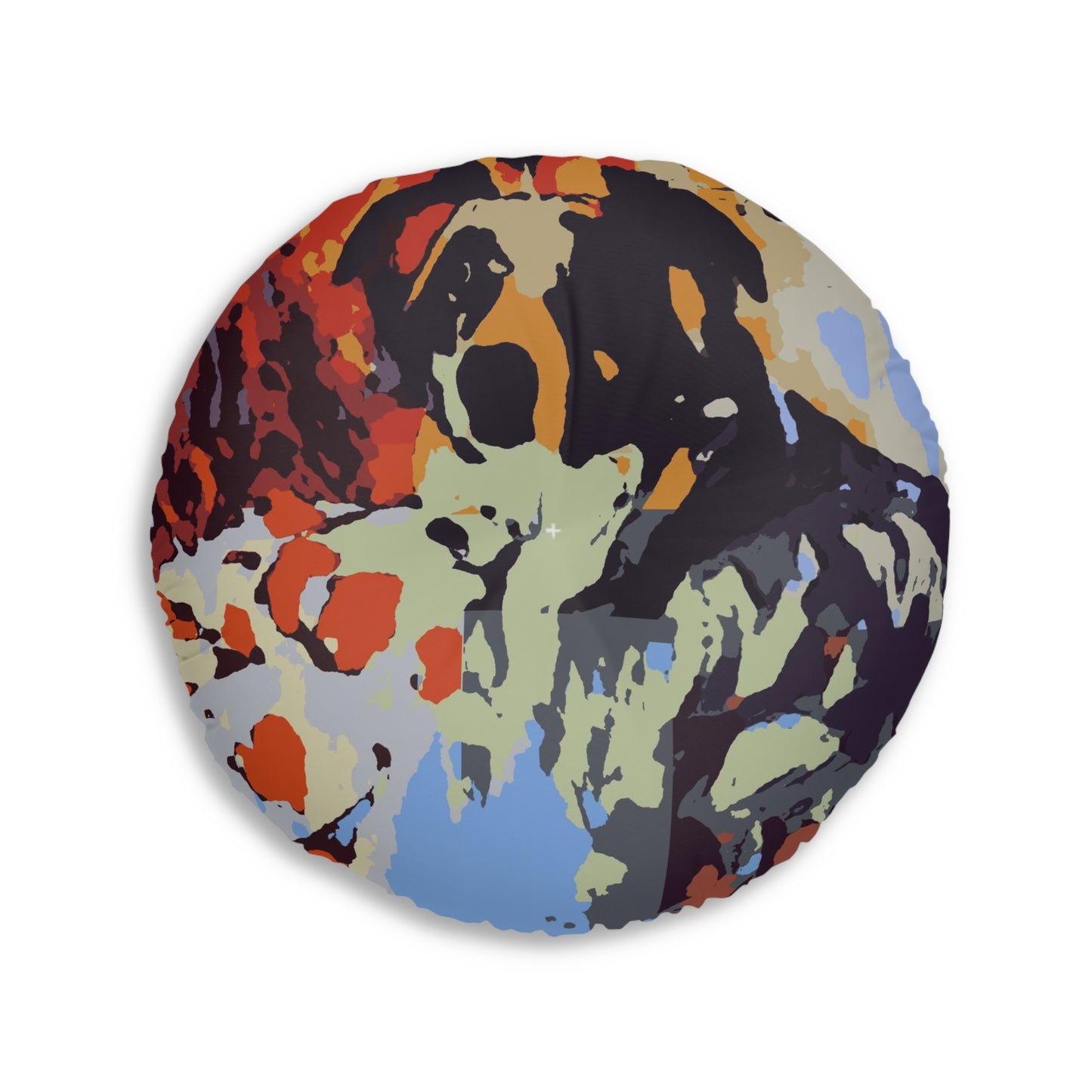 Tufted Floor Pillow, Round ... Ozzy-Hippensteel ... "Don't Cry Now ... Dry-Your-Eyes ... On-The-Wind". Original Works. May 2023.