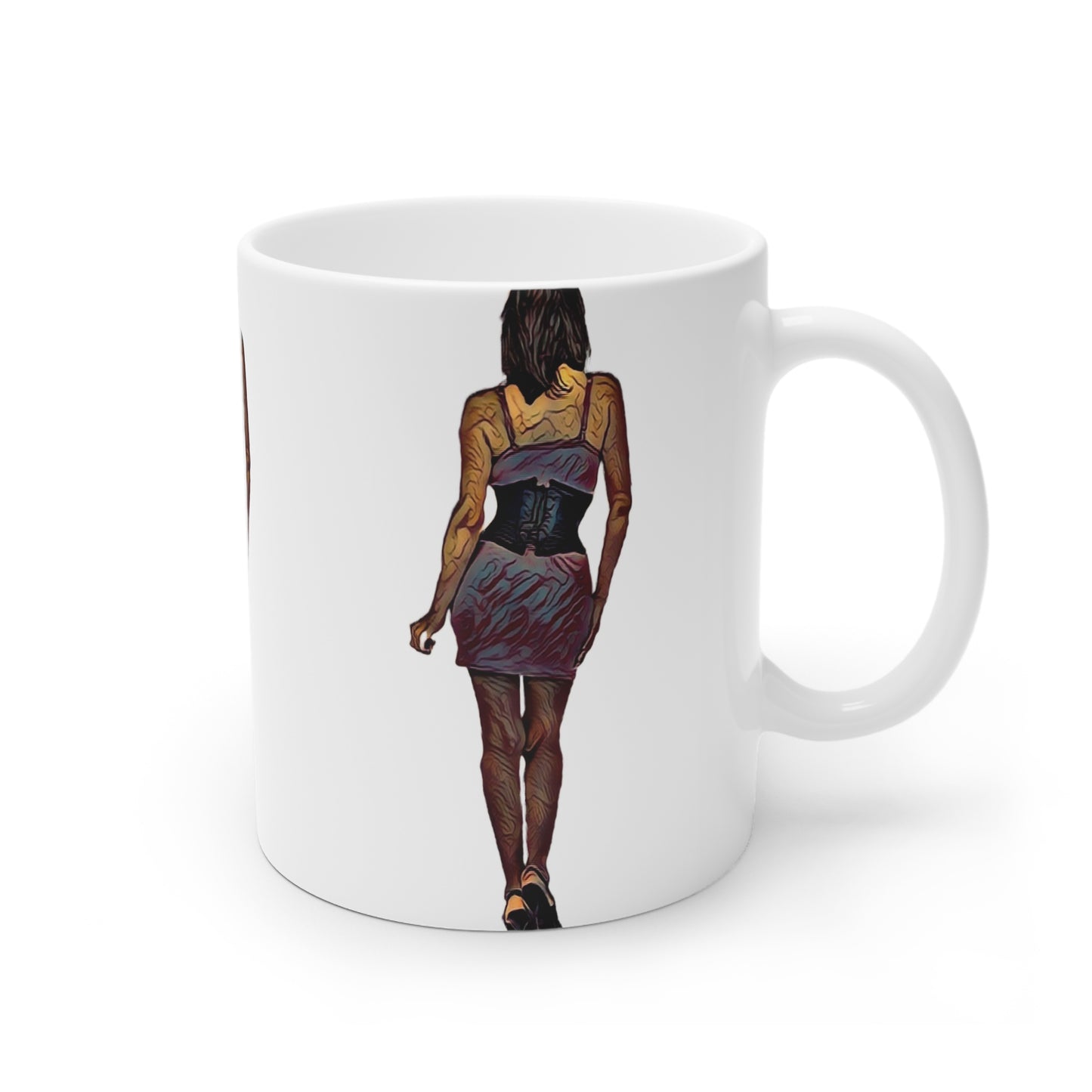 White Ceramic Mug, 11oz and 15oz ...  I'll Walk 'A-Hundred-Miles' In Stilettos ... Original Works ... June 2023. Central Idaho, USA ...