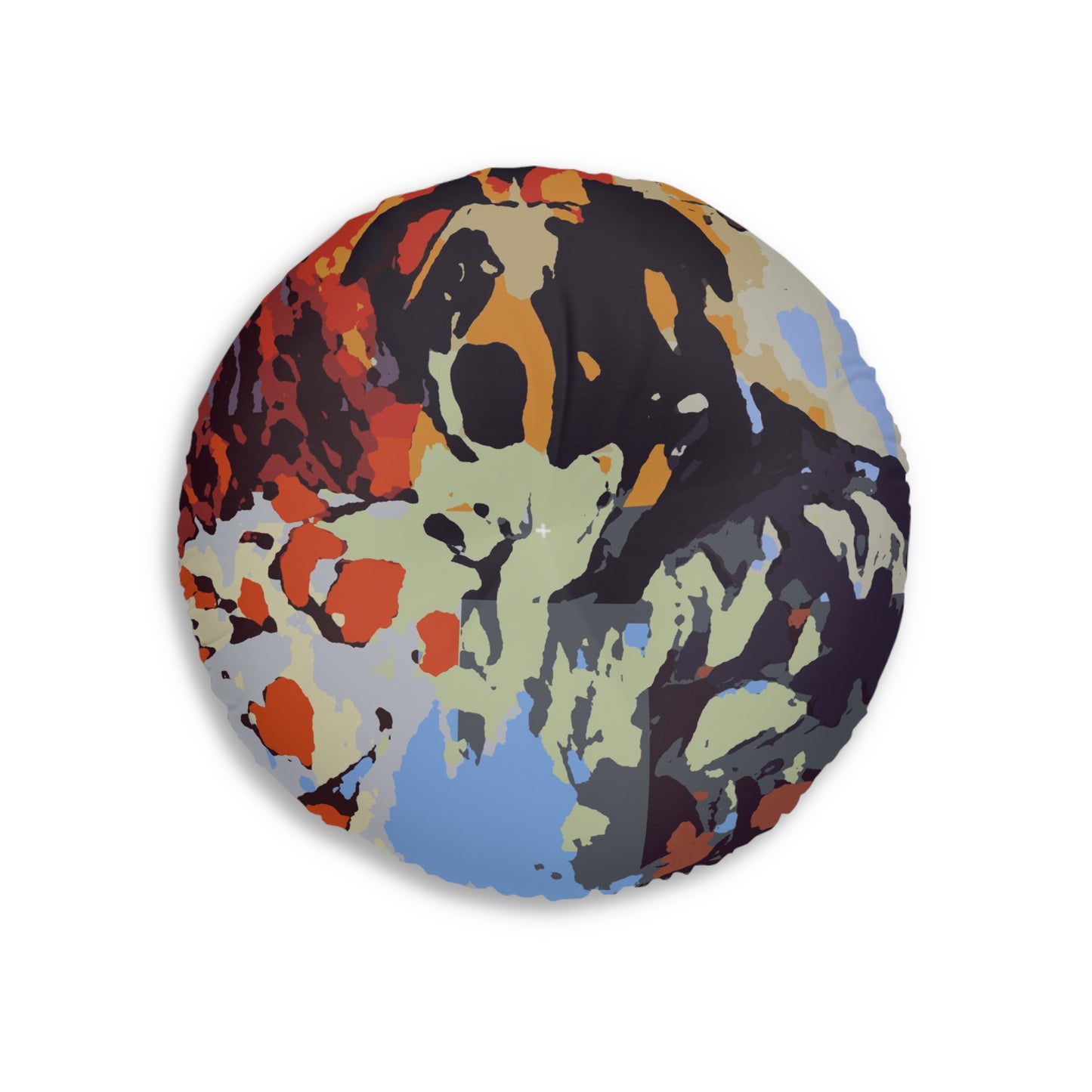 Tufted Floor Pillow, Round ... Ozzy-Hippensteel ... "Don't Cry Now ... Dry-Your-Eyes ... On-The-Wind". Original Works. May 2023.