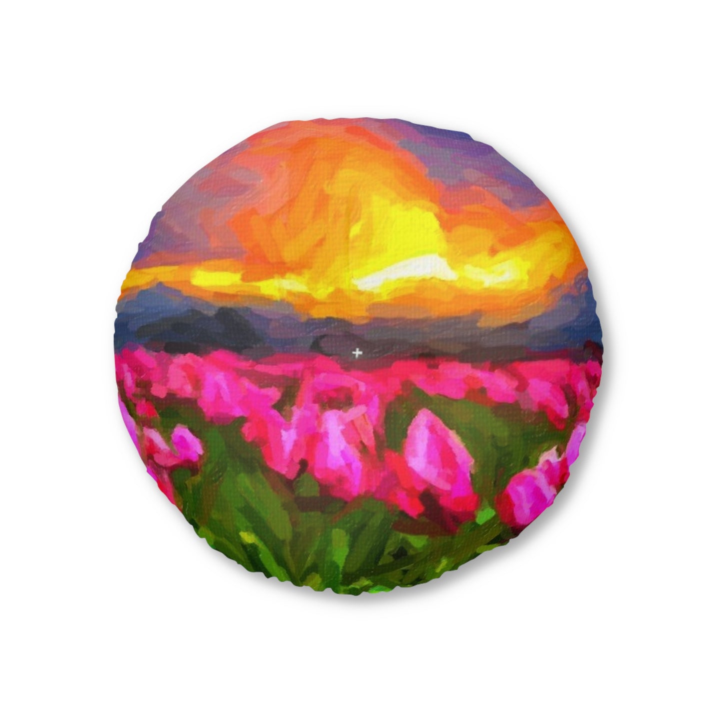 Tufted Floor Pillow, Round ... Skagit Valley Tulips ... Skagit Valley, Washington ... Family Archives ... Original Works ... Circa 1980's ...