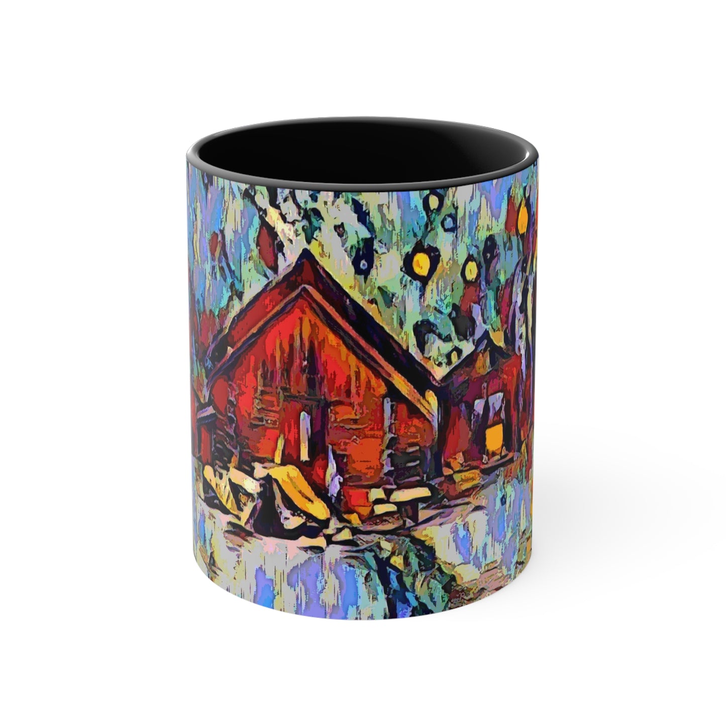 Accent Coffee Mug, 11oz ... A Very Abstract "Mountain Winter Scene" ... Original Works. Copyright Phot's Photo_LODA: Les Objets D'Art. December 2023 ...